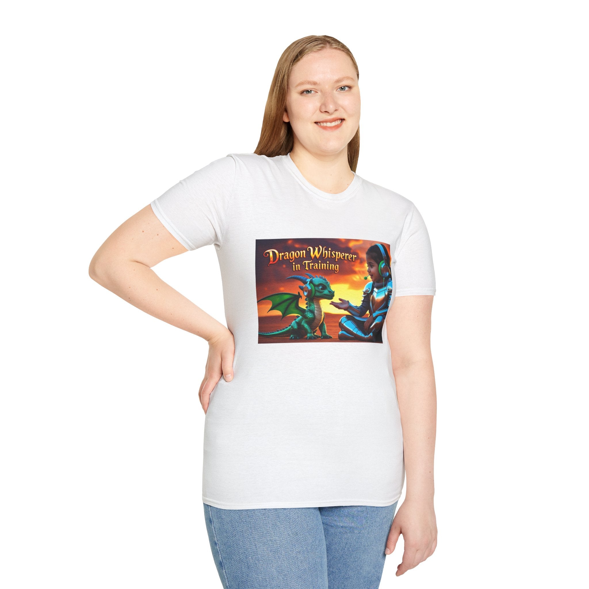 Funny Dragon Whisperer Unisex Softstyle T-Shirt | Fantasy Apparel, Gift for Dragon Lovers, Kids & Adults, Birthday Present, Magical Vibe