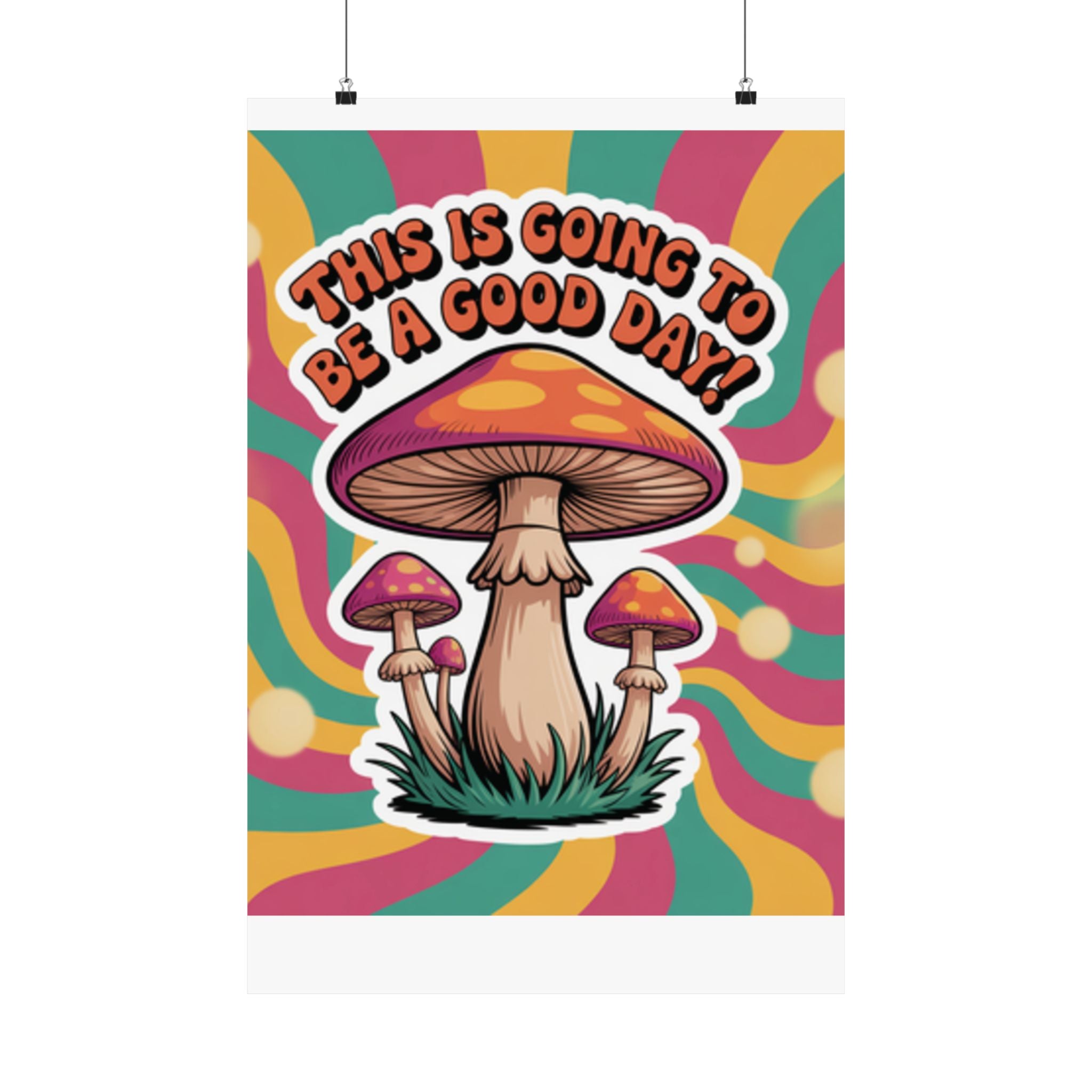 Colorful 70s Retro Mushroom Art Posters - Positive Wall Decor, Psychedelic Prints, Boho Home Decor, Gift for Friends, Inspirational Wall Art