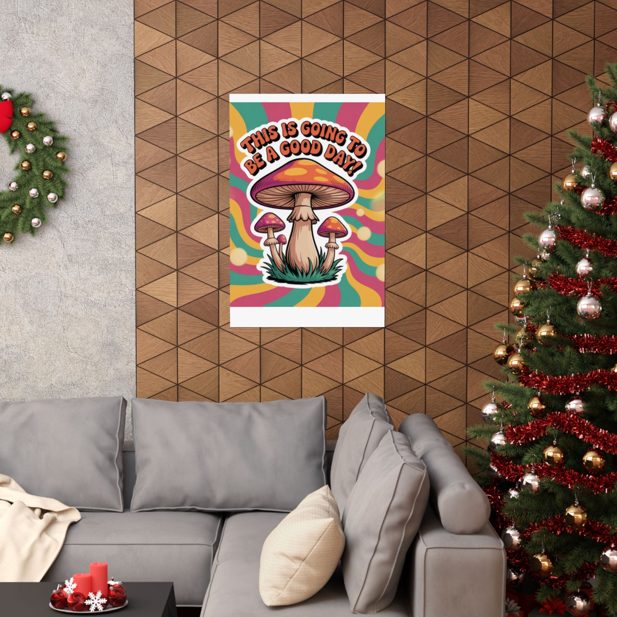 Colorful 70s Retro Mushroom Art Posters - Positive Wall Decor, Psychedelic Prints, Boho Home Decor, Gift for Friends, Inspirational Wall Art