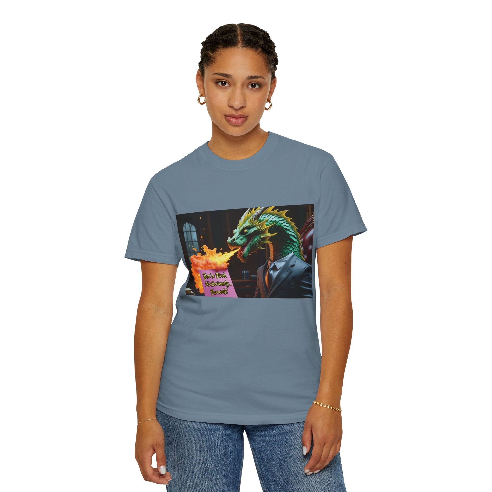 Dragon Fire  Unisex Garment-Dyed T-Shirt, Fun Graphic Tee, Unique Gift, Casual Wear, Fantasy Lover Apparel, Statement Shirt
