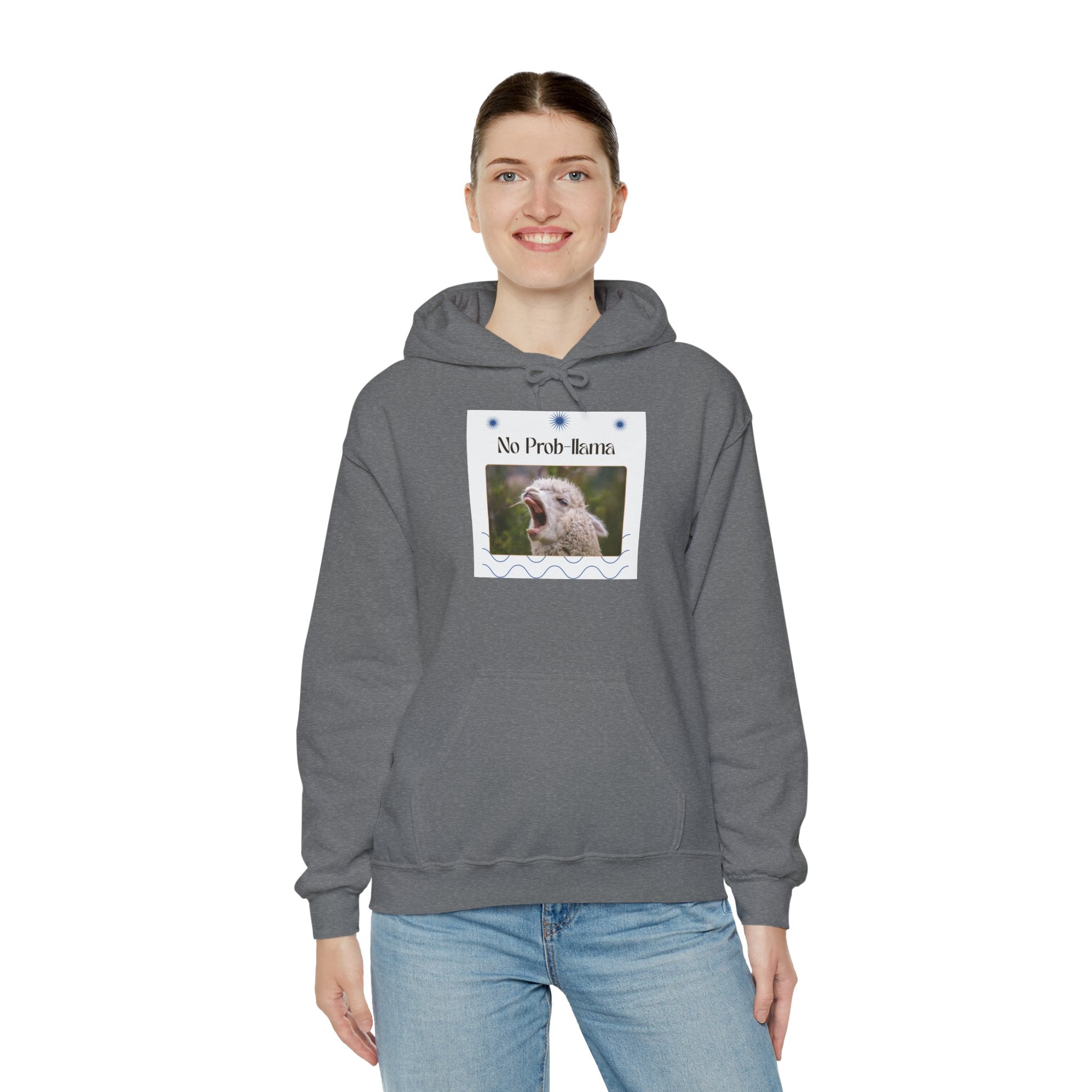 "No Prob-Llama" Unisex Hooded Sweatshirt with Fun Design, Cozy Apparel for Relaxed Days, Gifts for Friends, Casual Wear, Unique Gift Idea, Birthday Present