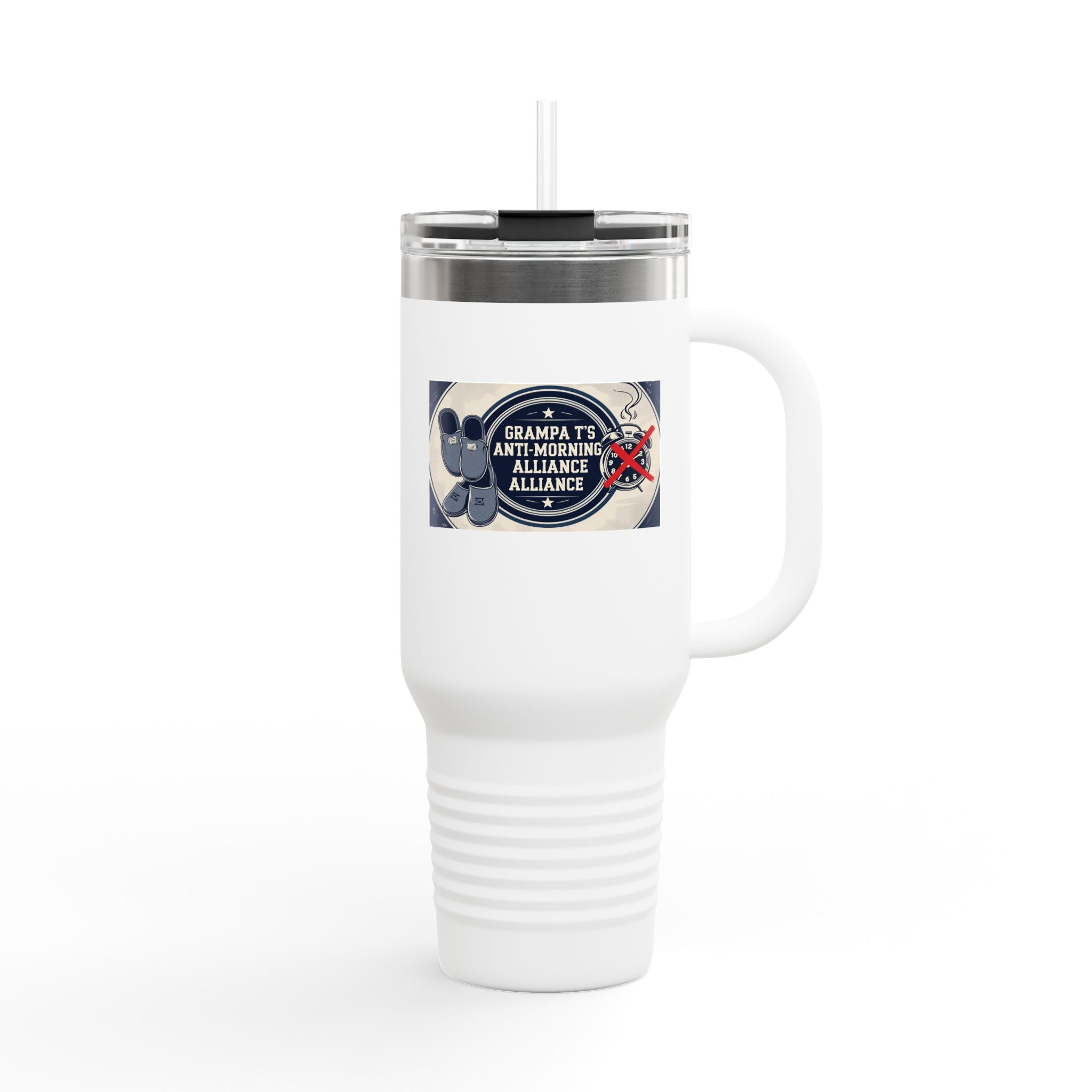 Grampa T's Anti-Morning Funny Custom Insulated Travel Mug, 40oz – Perfect for Coffee Lovers, On-the-Go Drinkware, Gifts for Him/Her, Unique Travel Accessories, [...]