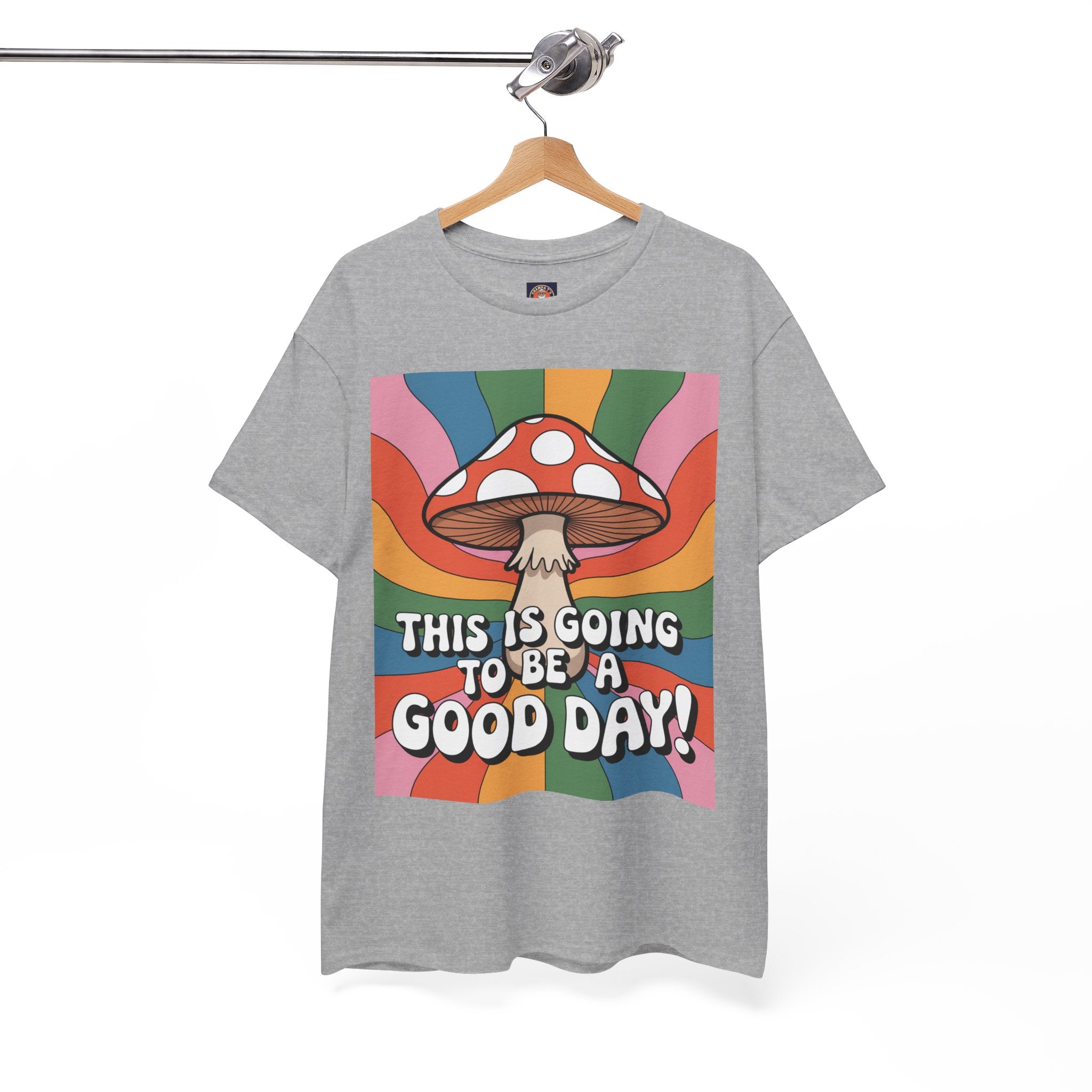 Fun Hippy Mushroom Cheerful Graphic Tee, Positive Vibes T-Shirt for Everyday Wear, Gift for Nature Lovers, Trendy Casual Wear, Eco-Friendly Fashion