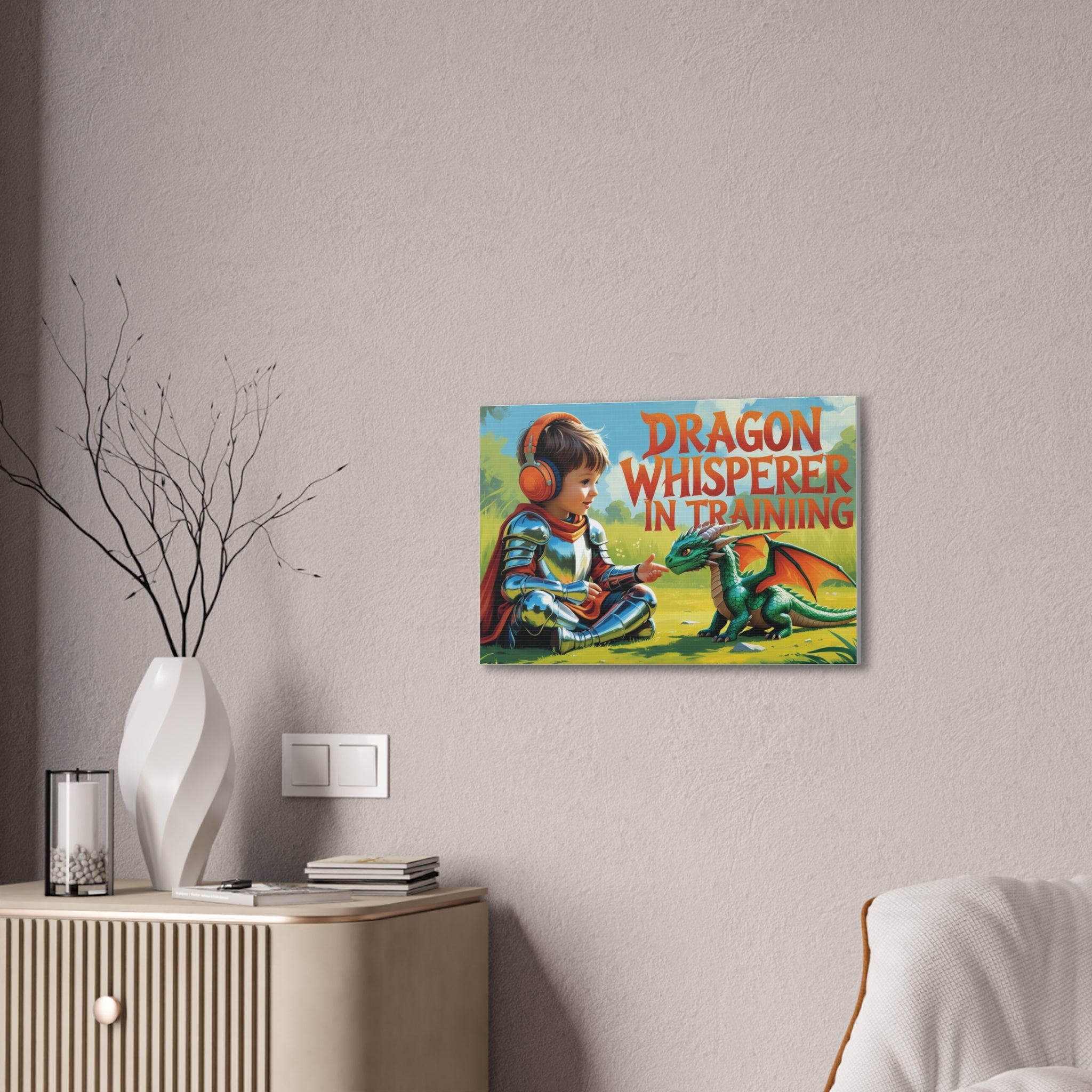 Dragon Whisperer Canvas Print, Playroom Decor, Childrens Wall Art, Fantasy Kids Room, Dragon Lover Gift, Adventure Art, Kid's Room Decor