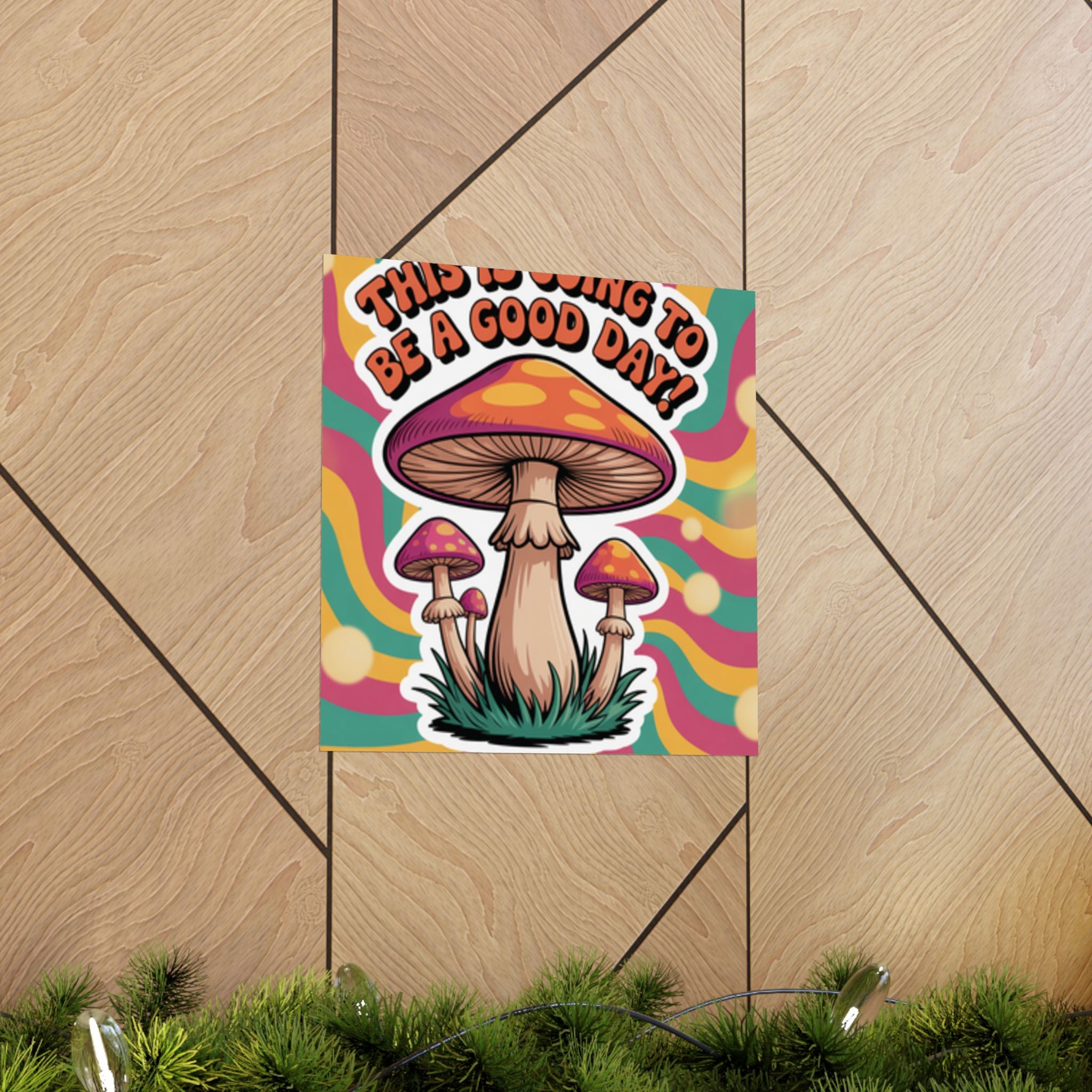 Colorful 70s Retro Mushroom Art Posters - Positive Wall Decor, Psychedelic Prints, Boho Home Decor, Gift for Friends, Inspirational Wall Art