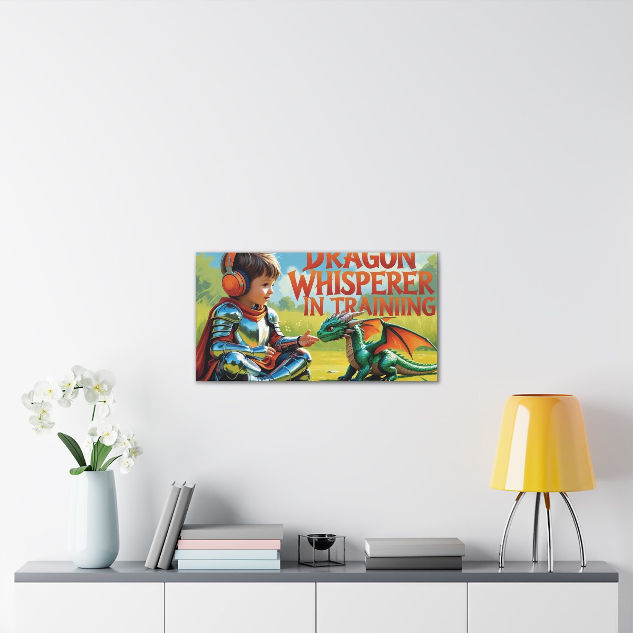 Dragon Whisperer Canvas Print, Playroom Decor, Childrens Wall Art, Fantasy Kids Room, Dragon Lover Gift, Adventure Art, Kid's Room Decor