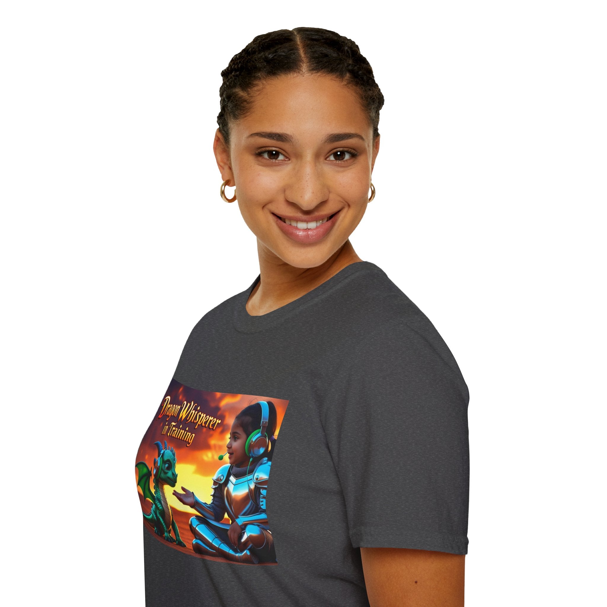 Funny Dragon Whisperer Unisex Softstyle T-Shirt | Fantasy Apparel, Gift for Dragon Lovers, Kids & Adults, Birthday Present, Magical Vibe