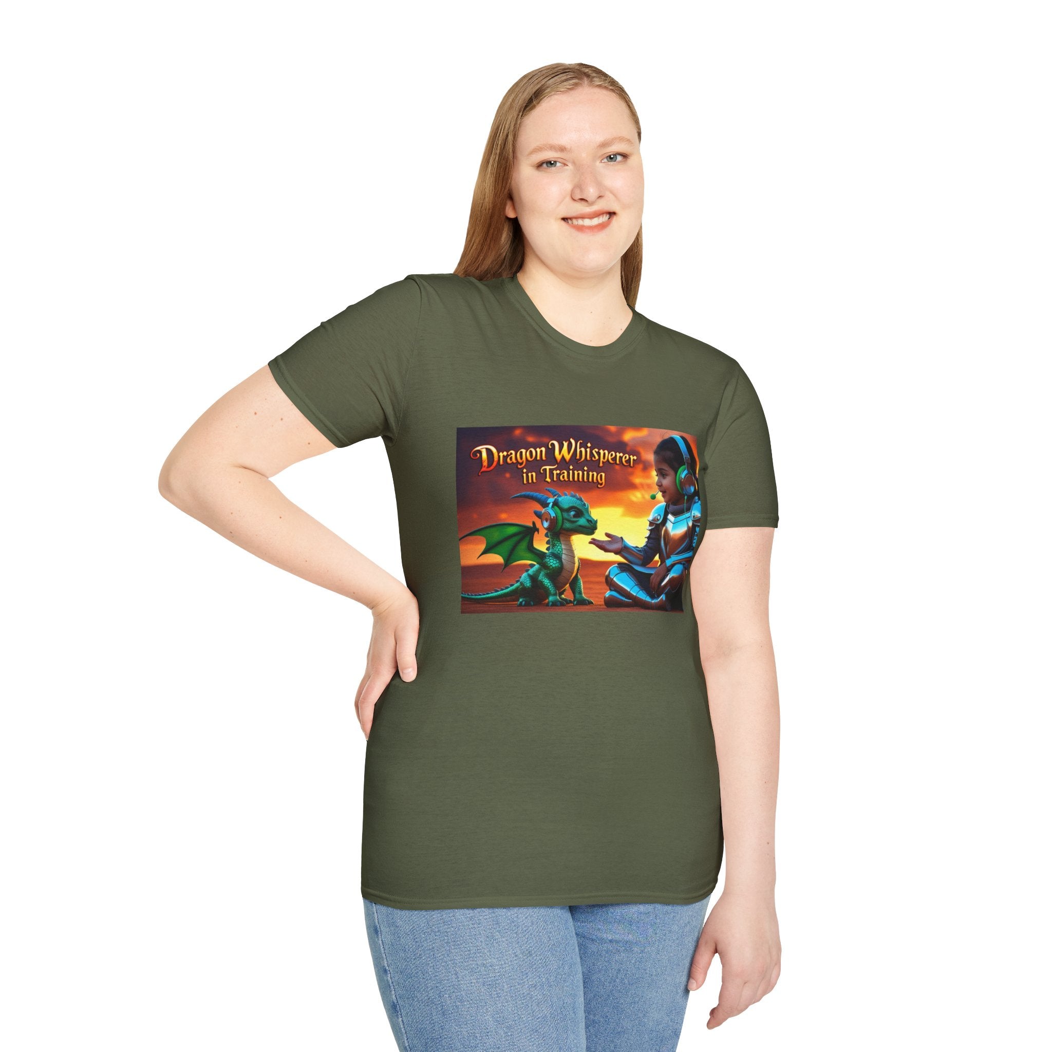 Funny Dragon Whisperer Unisex Softstyle T-Shirt | Fantasy Apparel, Gift for Dragon Lovers, Kids & Adults, Birthday Present, Magical Vibe