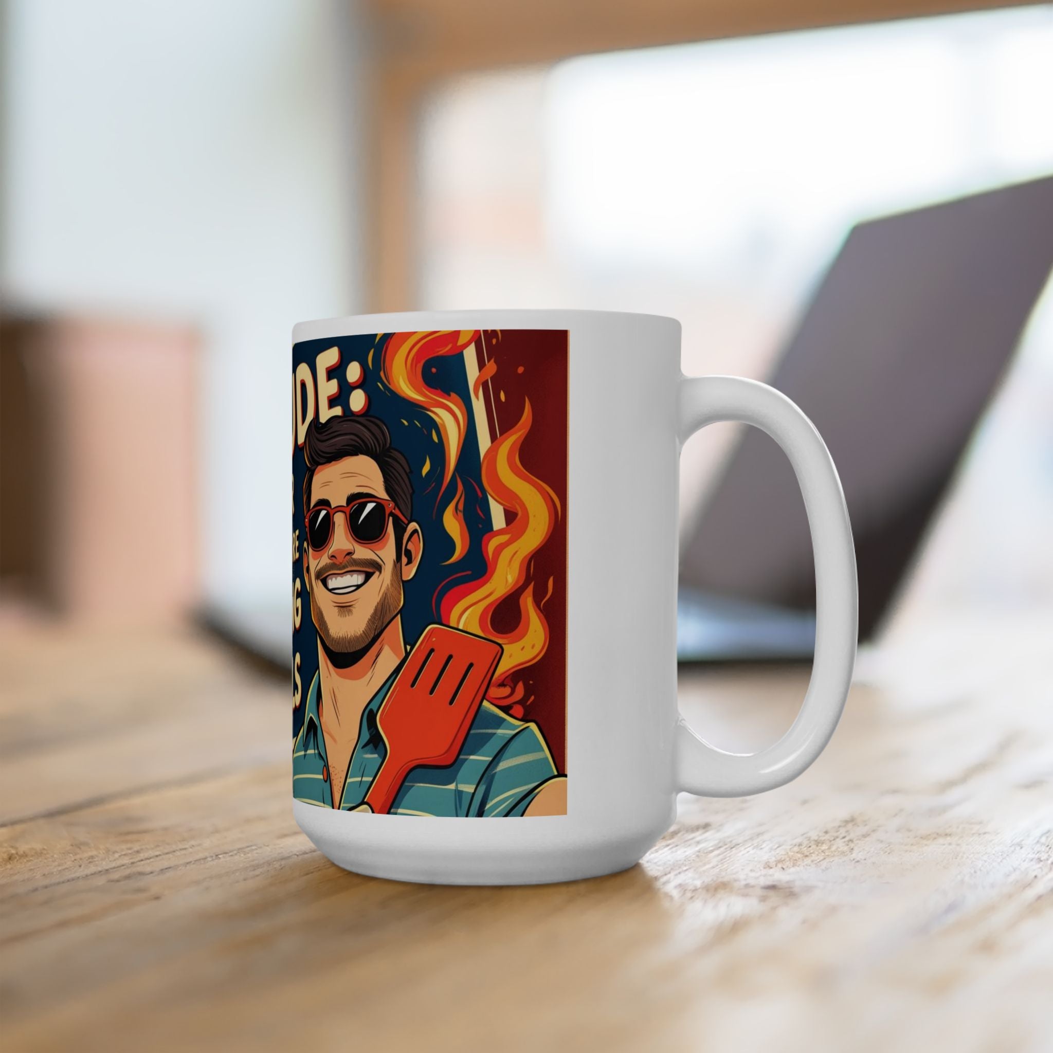 Dadditude Grilling Attitude Ceramic Mug, Fun Coffee Cup, Gift for BBQ Lovers, Humorous Kitchenware, 11oz 15oz