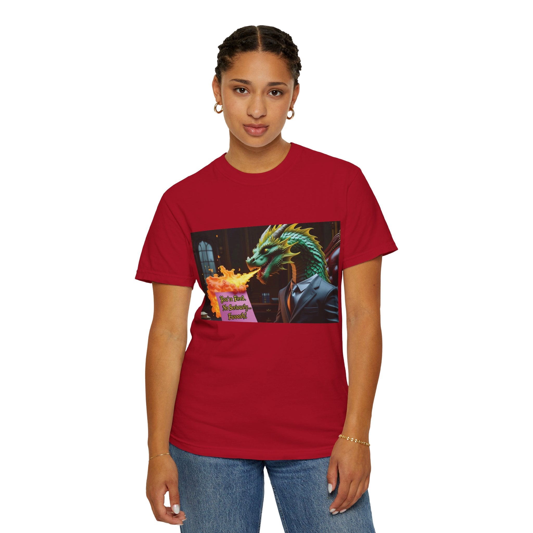 Dragon Fire  Unisex Garment-Dyed T-Shirt, Fun Graphic Tee, Unique Gift, Casual Wear, Fantasy Lover Apparel, Statement Shirt