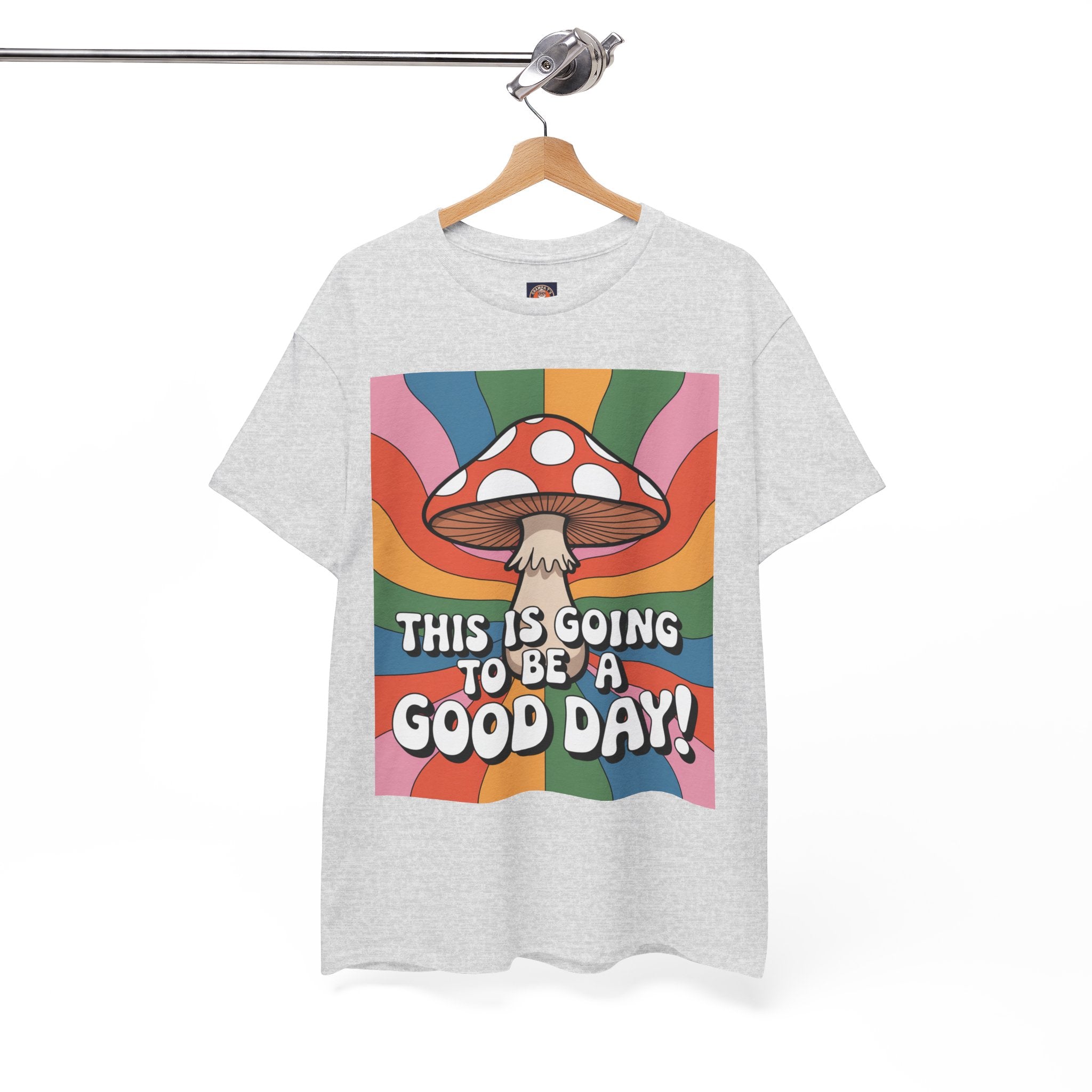 Fun Hippy Mushroom Cheerful Graphic Tee, Positive Vibes T-Shirt for Everyday Wear, Gift for Nature Lovers, Trendy Casual Wear, Eco-Friendly Fashion