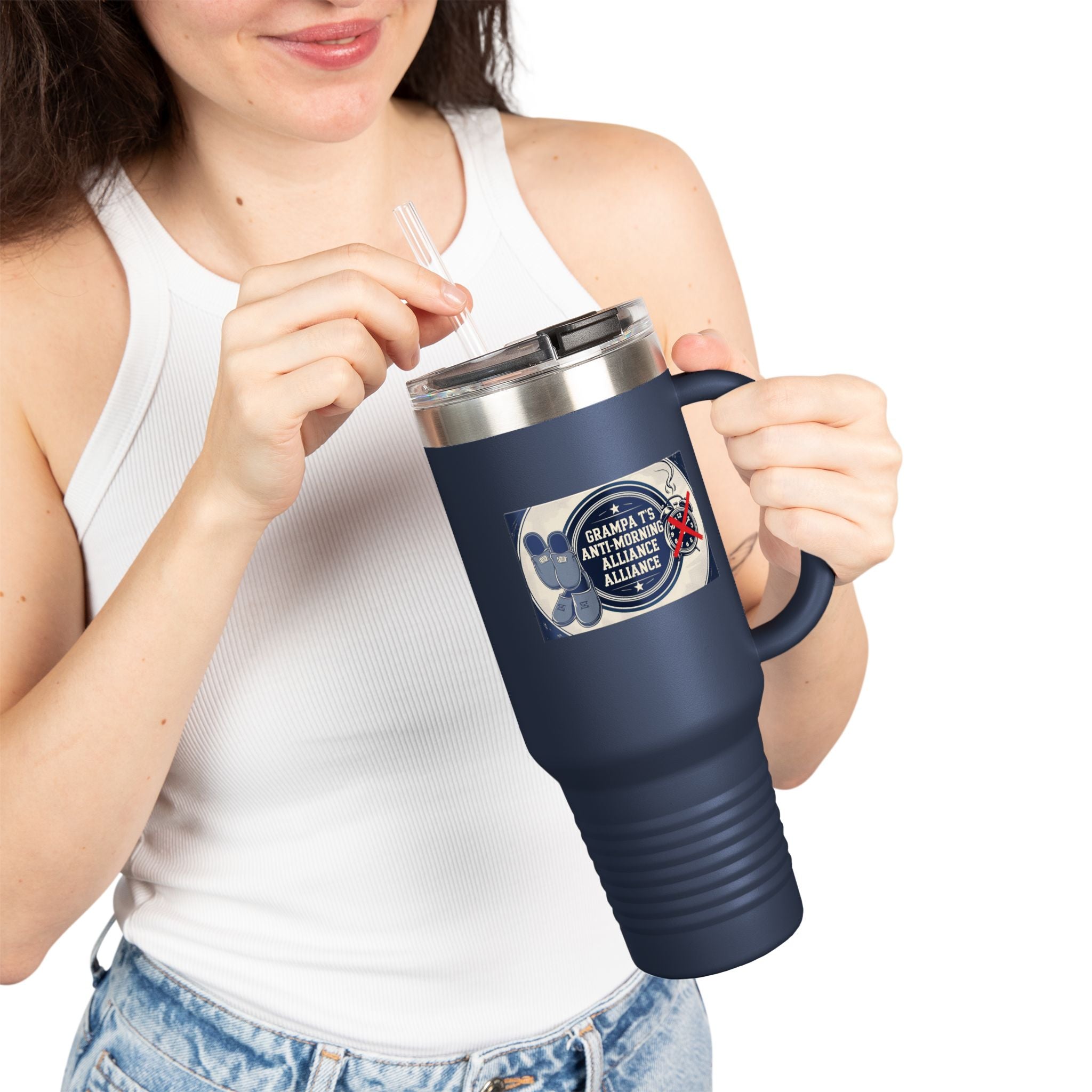 Grampa T's Anti-Morning Funny Custom Insulated Travel Mug, 40oz – Perfect for Coffee Lovers, On-the-Go Drinkware, Gifts for Him/Her, Unique Travel Accessories, [...]