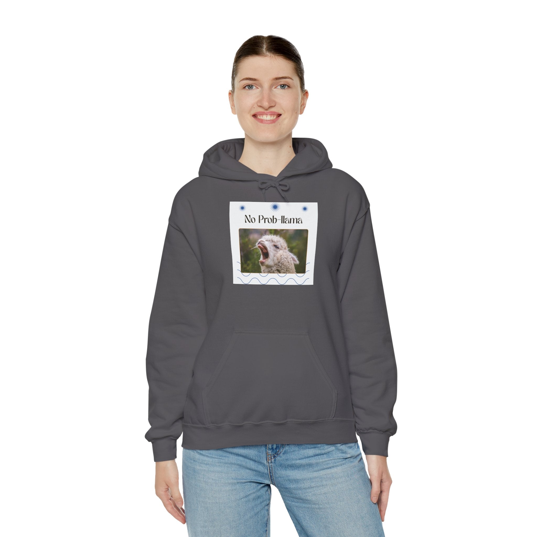 "No Prob-Llama" Unisex Hooded Sweatshirt with Fun Design, Cozy Apparel for Relaxed Days, Gifts for Friends, Casual Wear, Unique Gift Idea, Birthday Present