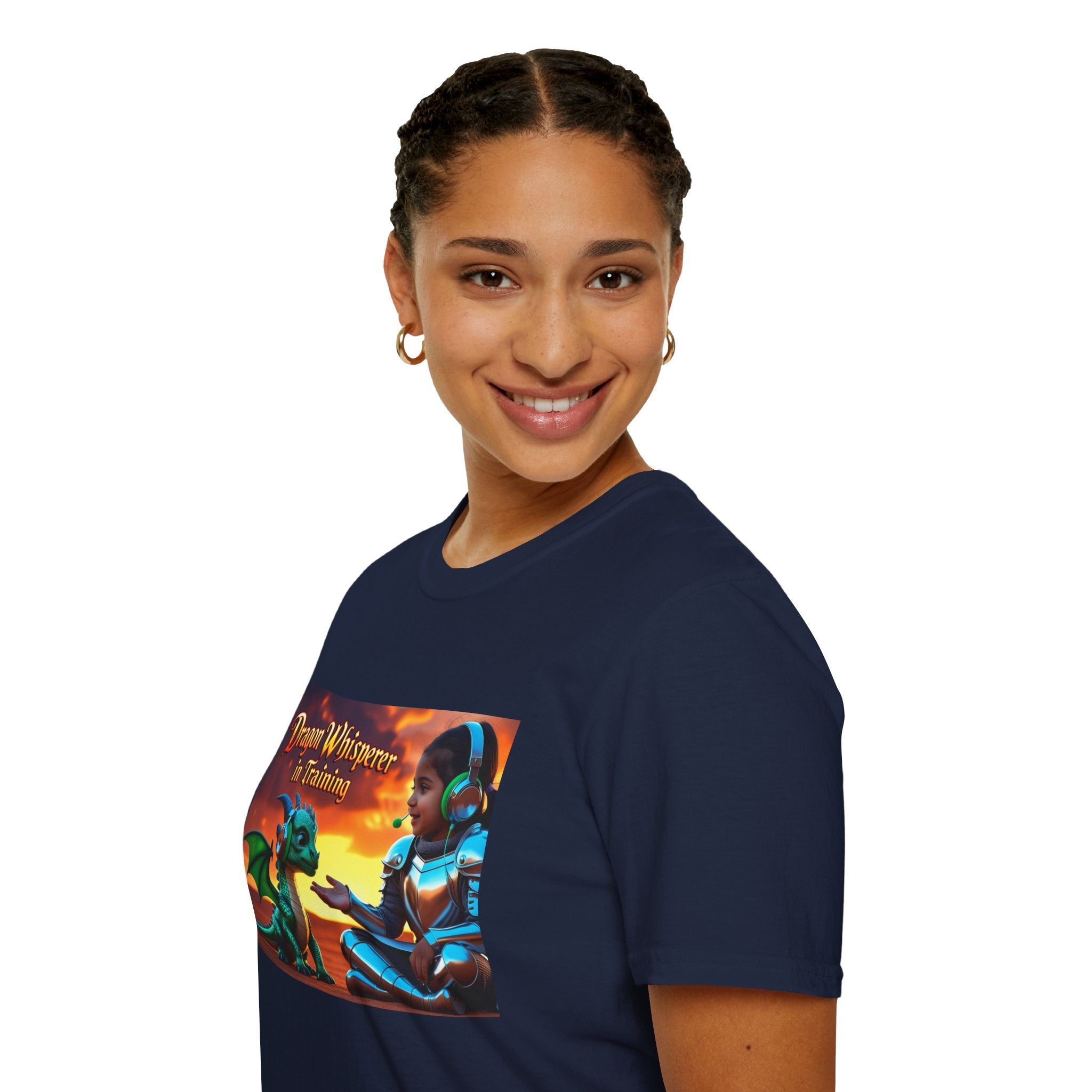 Funny Dragon Whisperer Unisex Softstyle T-Shirt | Fantasy Apparel, Gift for Dragon Lovers, Kids & Adults, Birthday Present, Magical Vibe