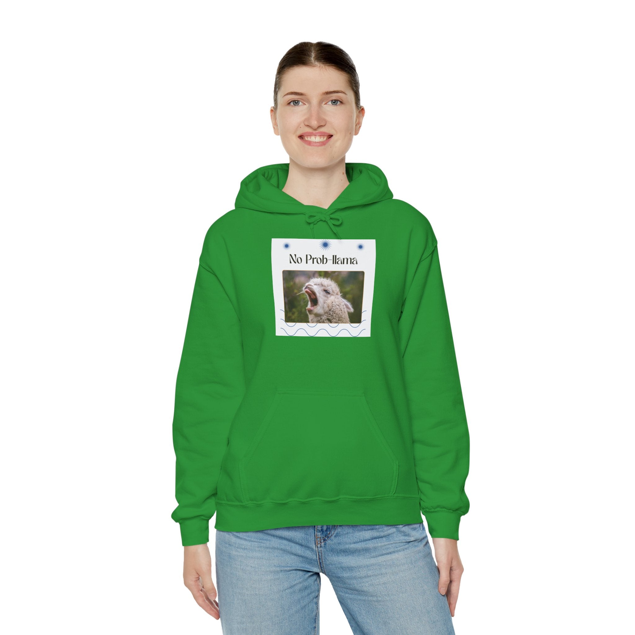 "No Prob-Llama" Unisex Hooded Sweatshirt with Fun Design, Cozy Apparel for Relaxed Days, Gifts for Friends, Casual Wear, Unique Gift Idea, Birthday Present