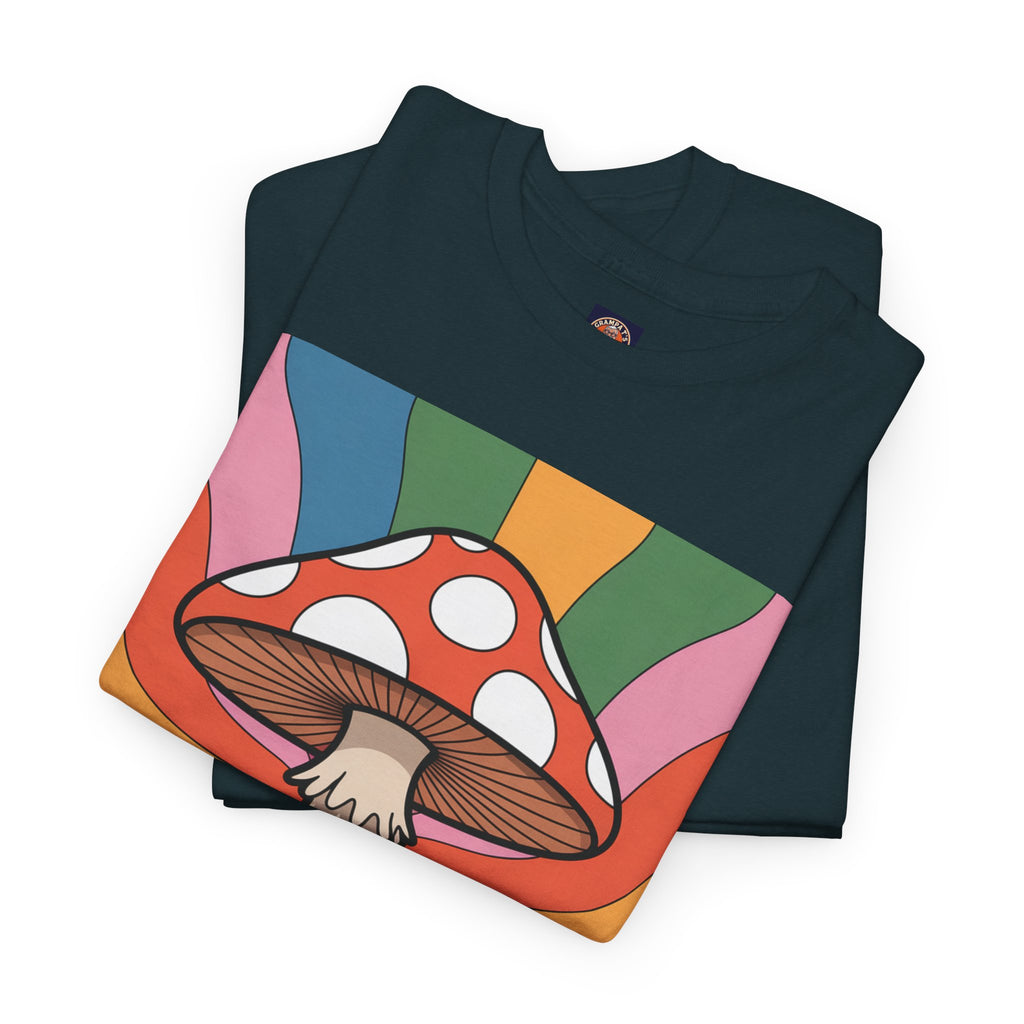 Fun Hippy Mushroom Cheerful Graphic Tee, Positive Vibes T-Shirt for Everyday Wear, Gift for Nature Lovers, Trendy Casual Wear, Eco-Friendly Fashion