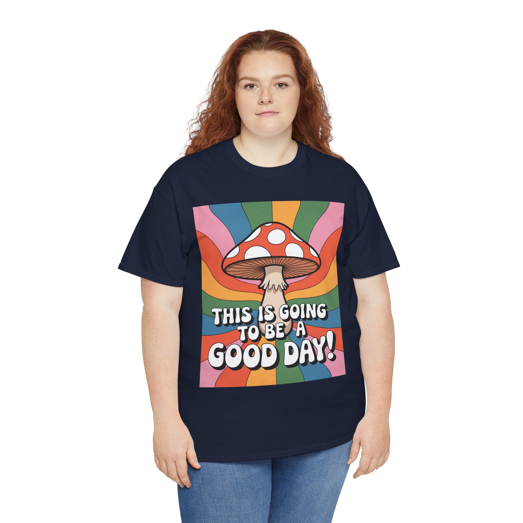 Fun Hippy Mushroom Cheerful Graphic Tee, Positive Vibes T-Shirt for Everyday Wear, Gift for Nature Lovers, Trendy Casual Wear, Eco-Friendly Fashion