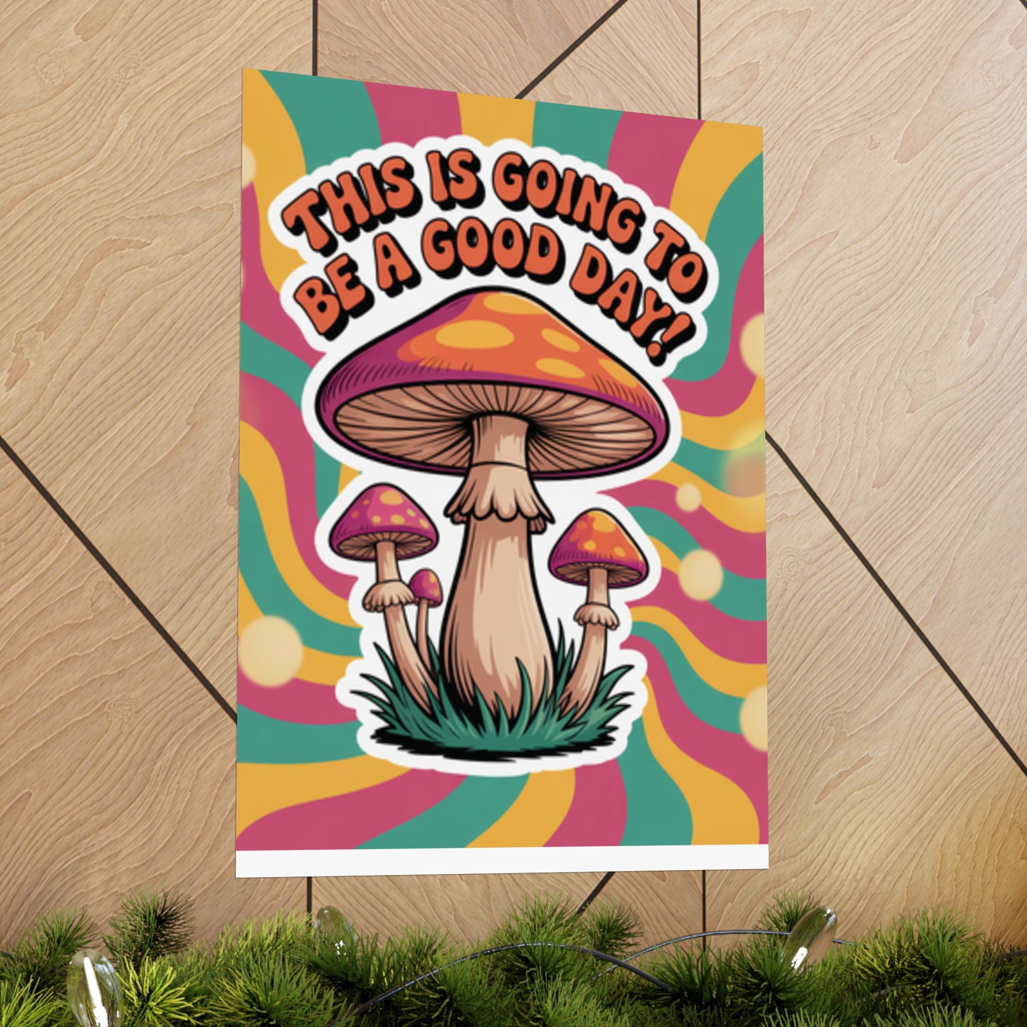 Colorful 70s Retro Mushroom Art Posters - Positive Wall Decor, Psychedelic Prints, Boho Home Decor, Gift for Friends, Inspirational Wall Art