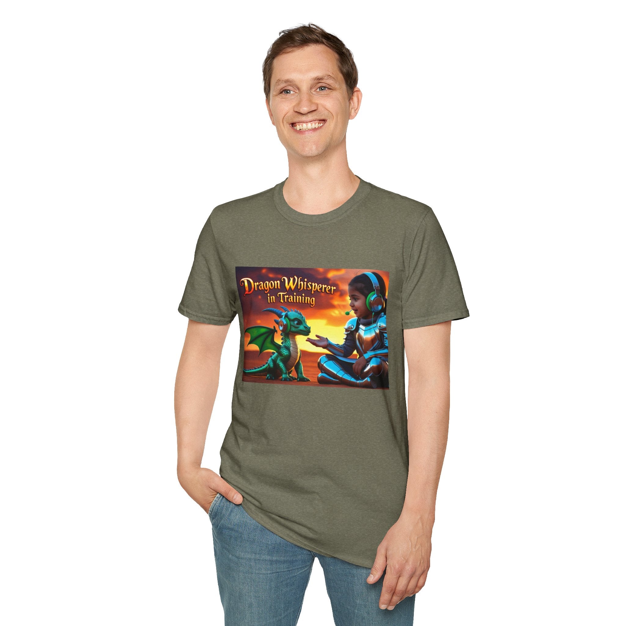 Funny Dragon Whisperer Unisex Softstyle T-Shirt | Fantasy Apparel, Gift for Dragon Lovers, Kids & Adults, Birthday Present, Magical Vibe