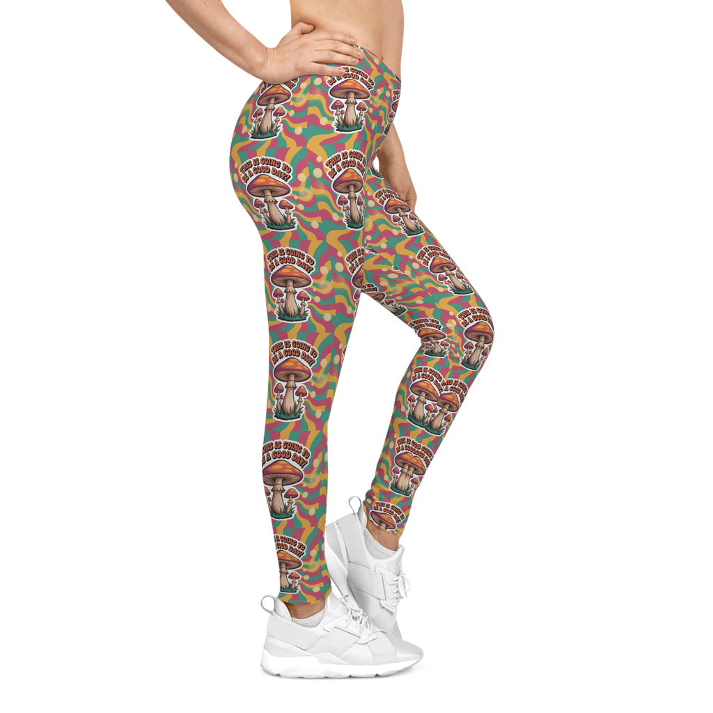 Vibrant Mushroom Leggings, Casual Leggings for Women, Yoga Pants, Dance Wear, Festival Outfit, Eco-Friendly Activewear