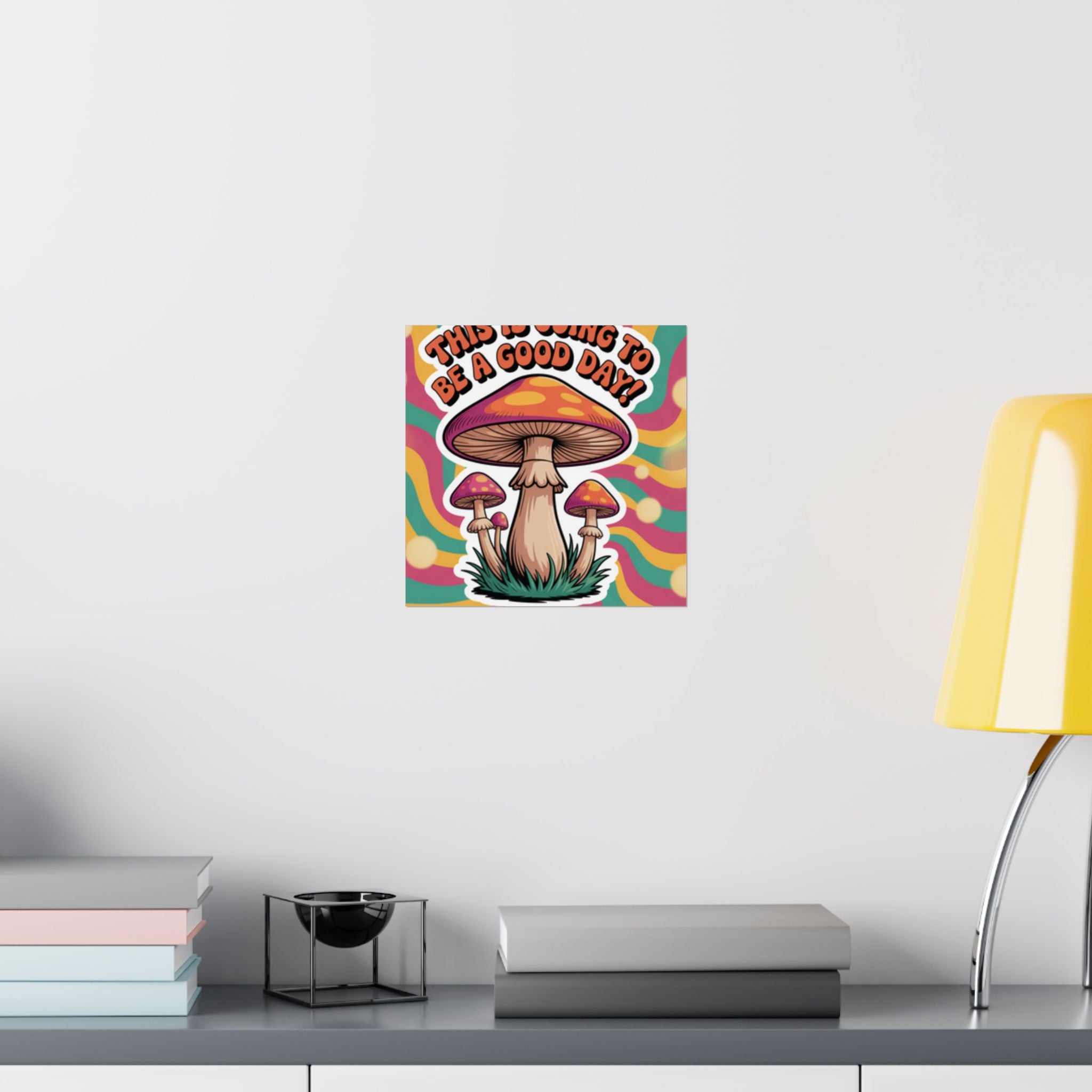Colorful 70s Retro Mushroom Art Posters - Positive Wall Decor, Psychedelic Prints, Boho Home Decor, Gift for Friends, Inspirational Wall Art