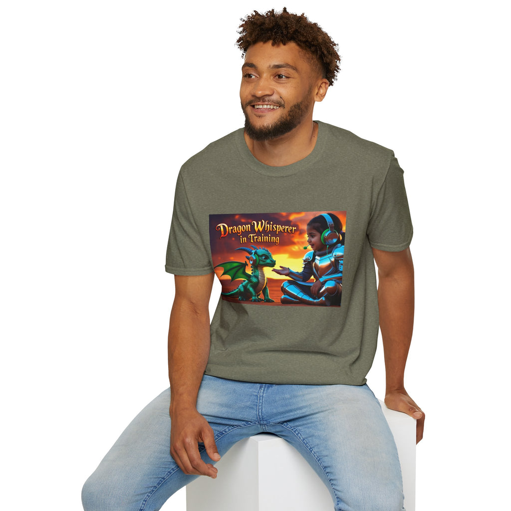 Funny Dragon Whisperer Unisex Softstyle T-Shirt | Fantasy Apparel, Gift for Dragon Lovers, Kids & Adults, Birthday Present, Magical Vibe