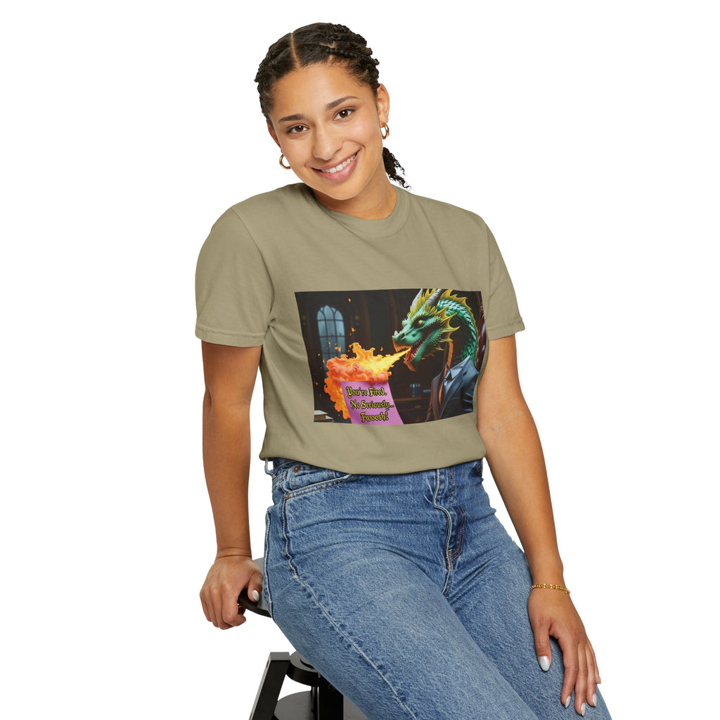 Dragon Fire  Unisex Garment-Dyed T-Shirt, Fun Graphic Tee, Unique Gift, Casual Wear, Fantasy Lover Apparel, Statement Shirt