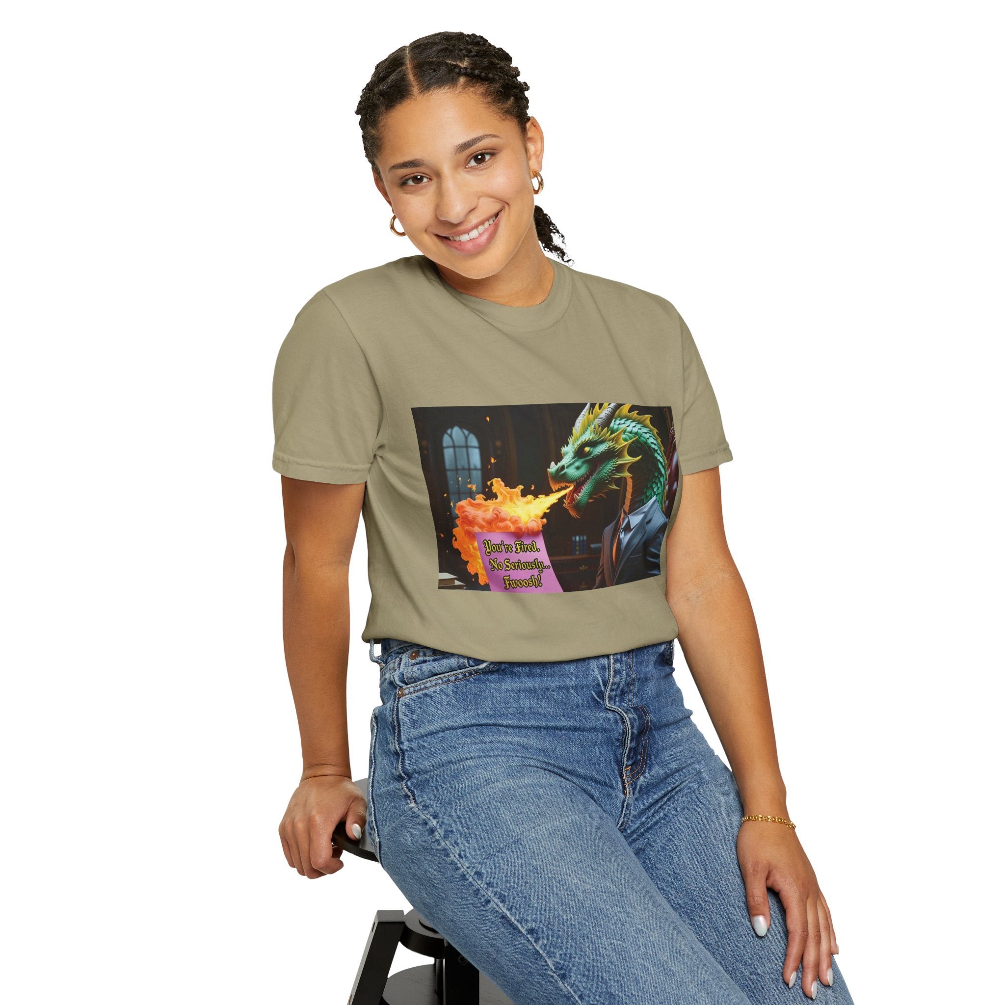 Dragon Fire  Unisex Garment-Dyed T-Shirt, Fun Graphic Tee, Unique Gift, Casual Wear, Fantasy Lover Apparel, Statement Shirt