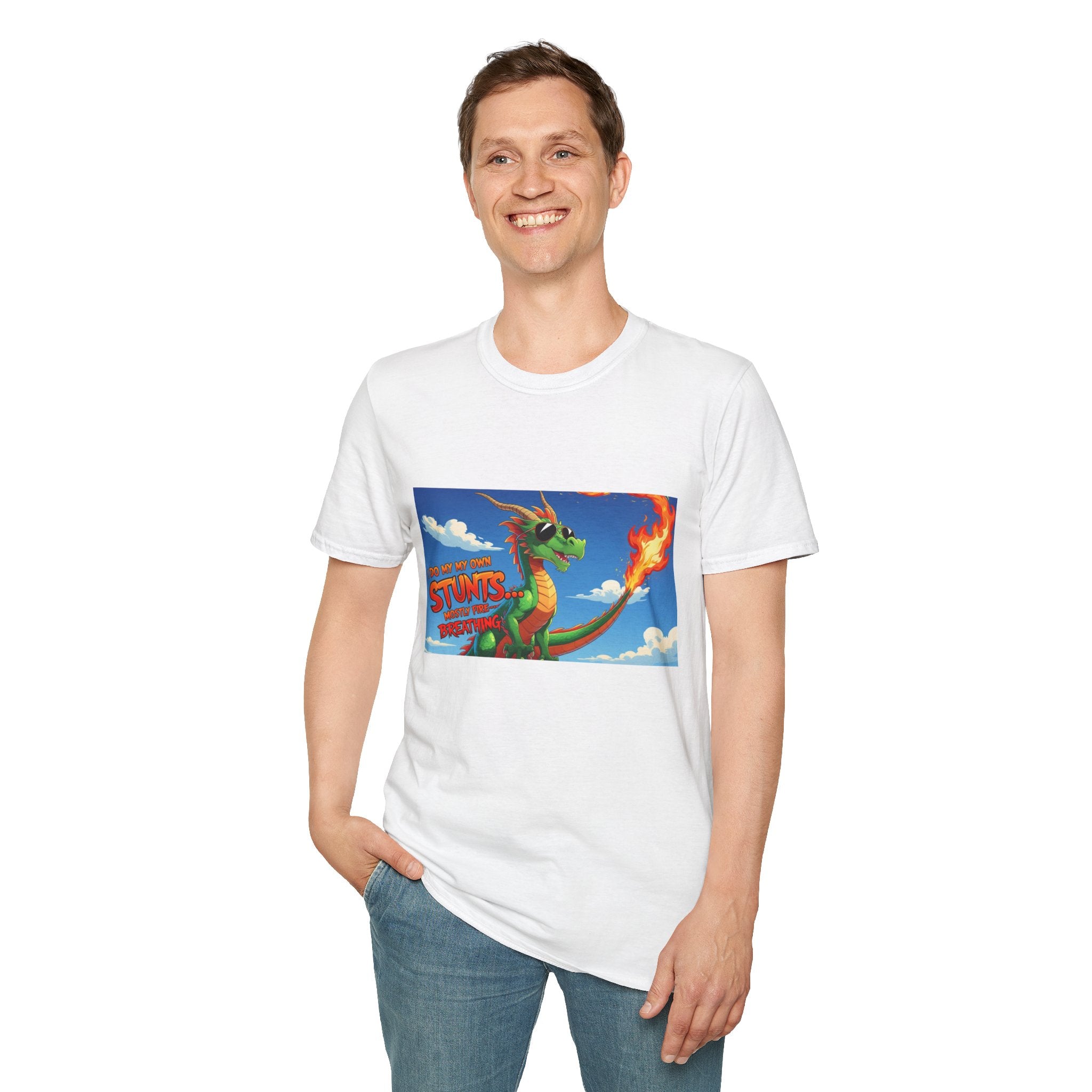 Funny Fire-Breathing Dragon T-Shirt | Fantasy Graphic Tee for Kids and Adults, Unisex Softstyle T-Shirt, Casual Wear, Game Night Apparel, [...]