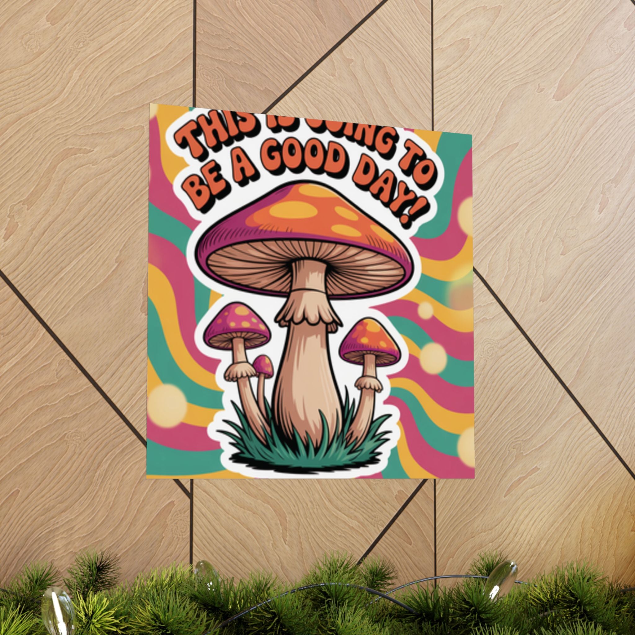 Colorful 70s Retro Mushroom Art Posters - Positive Wall Decor, Psychedelic Prints, Boho Home Decor, Gift for Friends, Inspirational Wall Art