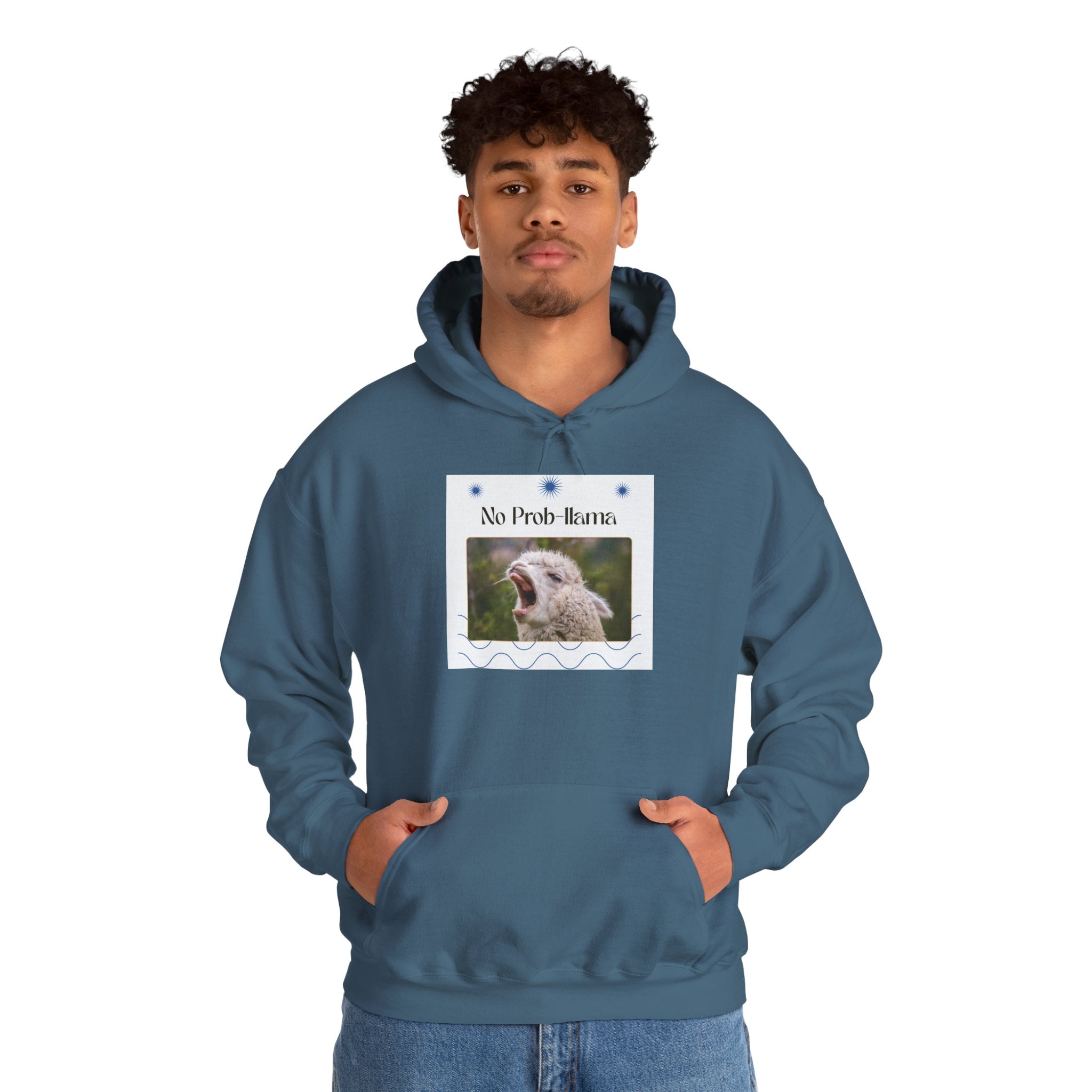 "No Prob-Llama" Unisex Hooded Sweatshirt with Fun Design, Cozy Apparel for Relaxed Days, Gifts for Friends, Casual Wear, Unique Gift Idea, Birthday Present