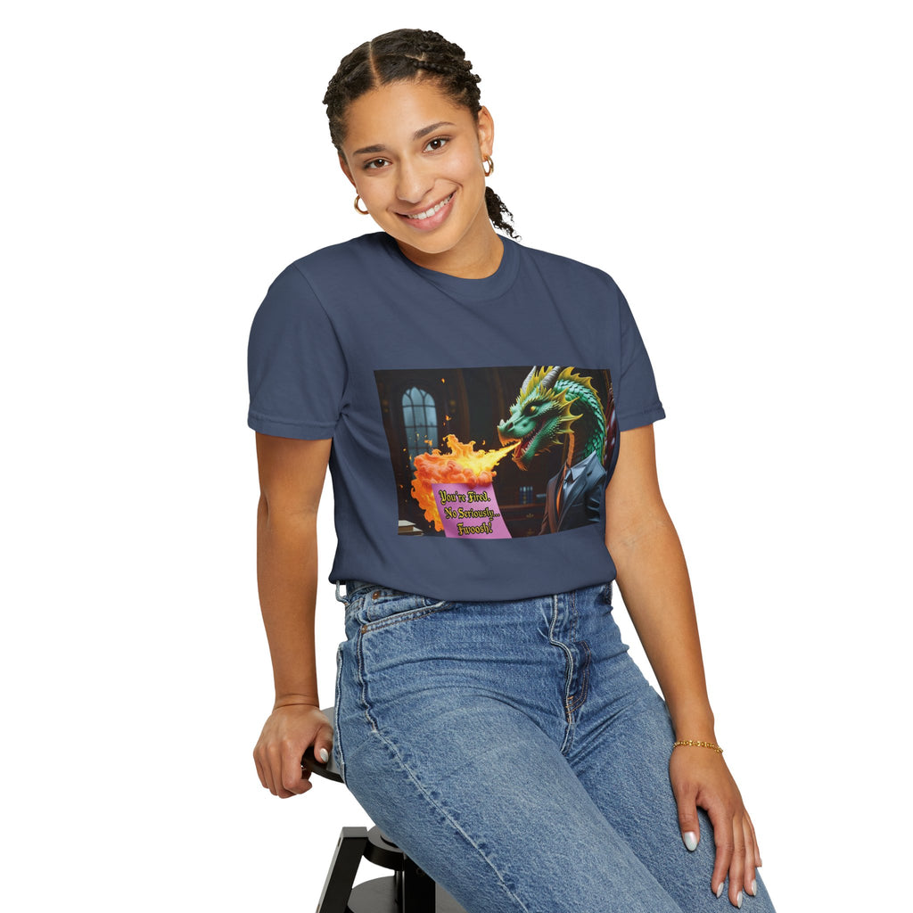 Dragon Fire  Unisex Garment-Dyed T-Shirt, Fun Graphic Tee, Unique Gift, Casual Wear, Fantasy Lover Apparel, Statement Shirt
