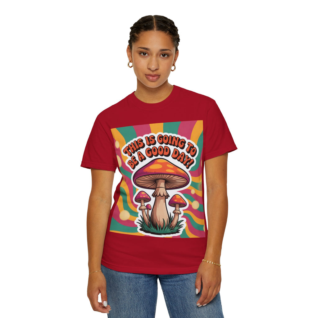 Positive Vibes T-shirt, Retro Mushroom Tee, Unisex Psychedelic Shirt, Gift for Friends, Casual Wear, Summer Essentials