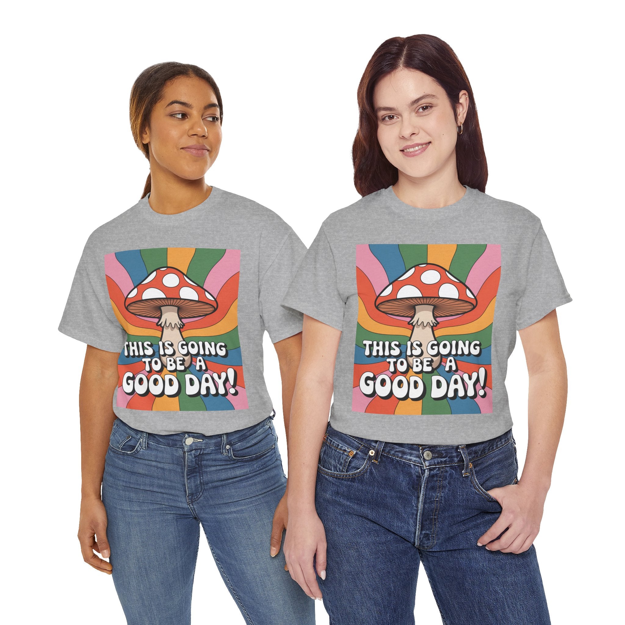 Fun Hippy Mushroom Cheerful Graphic Tee, Positive Vibes T-Shirt for Everyday Wear, Gift for Nature Lovers, Trendy Casual Wear, Eco-Friendly Fashion