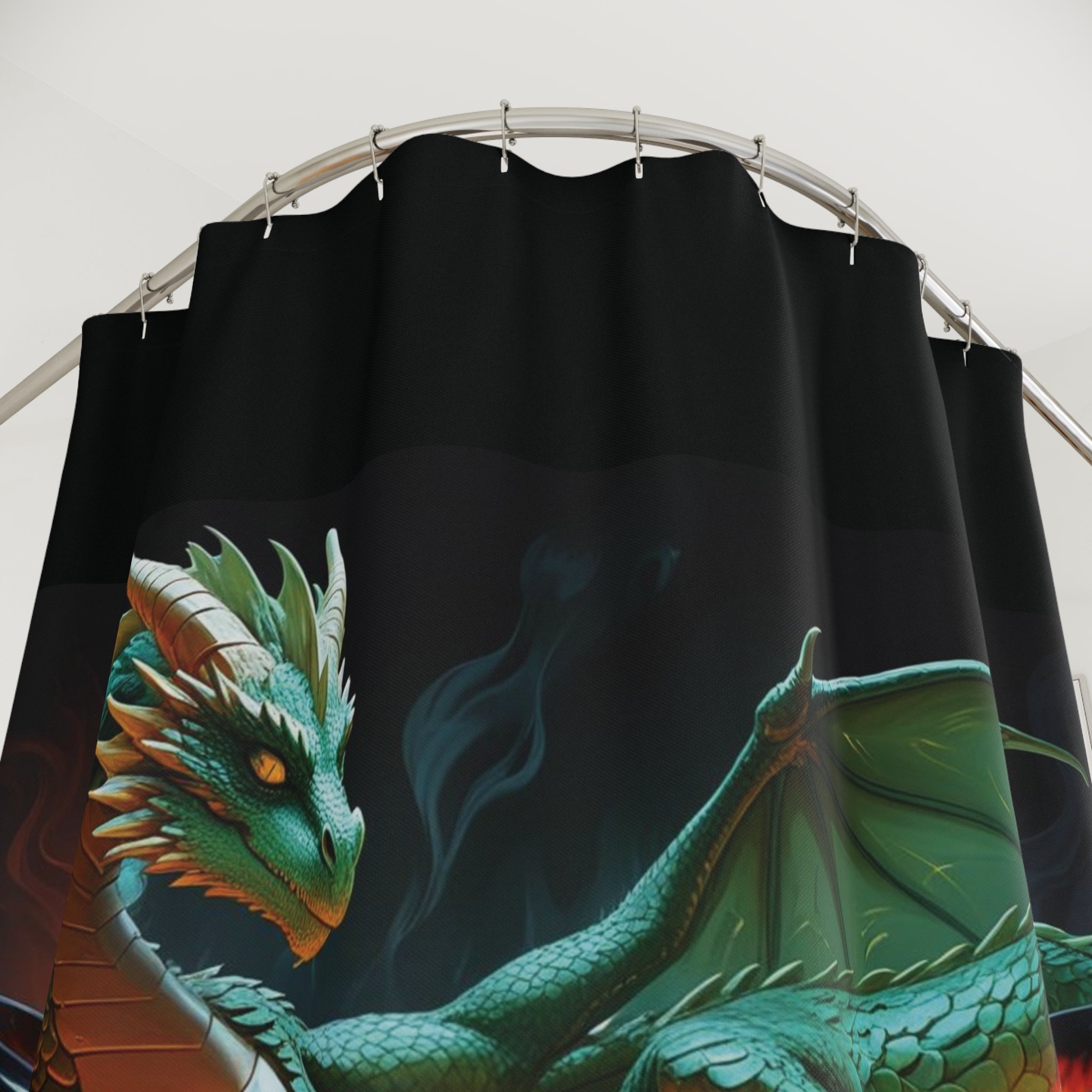 Fun Fantasy Dragon In Tub With Rubber Ducky Shower Curtain, Magical Bathroom Decor, Gift for Fantasy Lovers, Unique Home Accent, Dragon Art