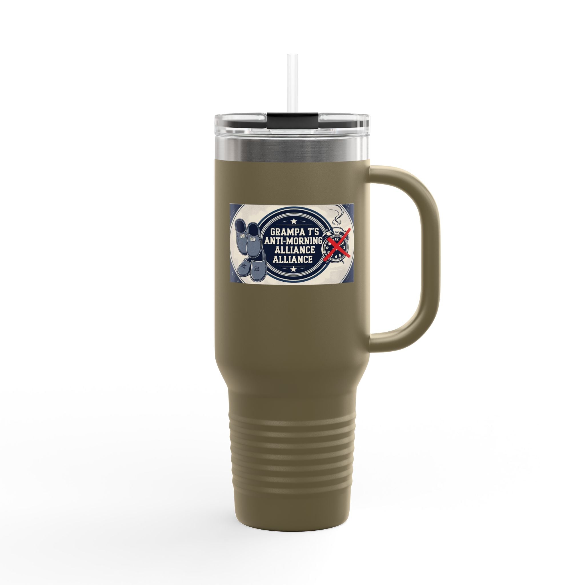 Grampa T's Anti-Morning Funny Custom Insulated Travel Mug, 40oz – Perfect for Coffee Lovers, On-the-Go Drinkware, Gifts for Him/Her, Unique Travel Accessories, [...]