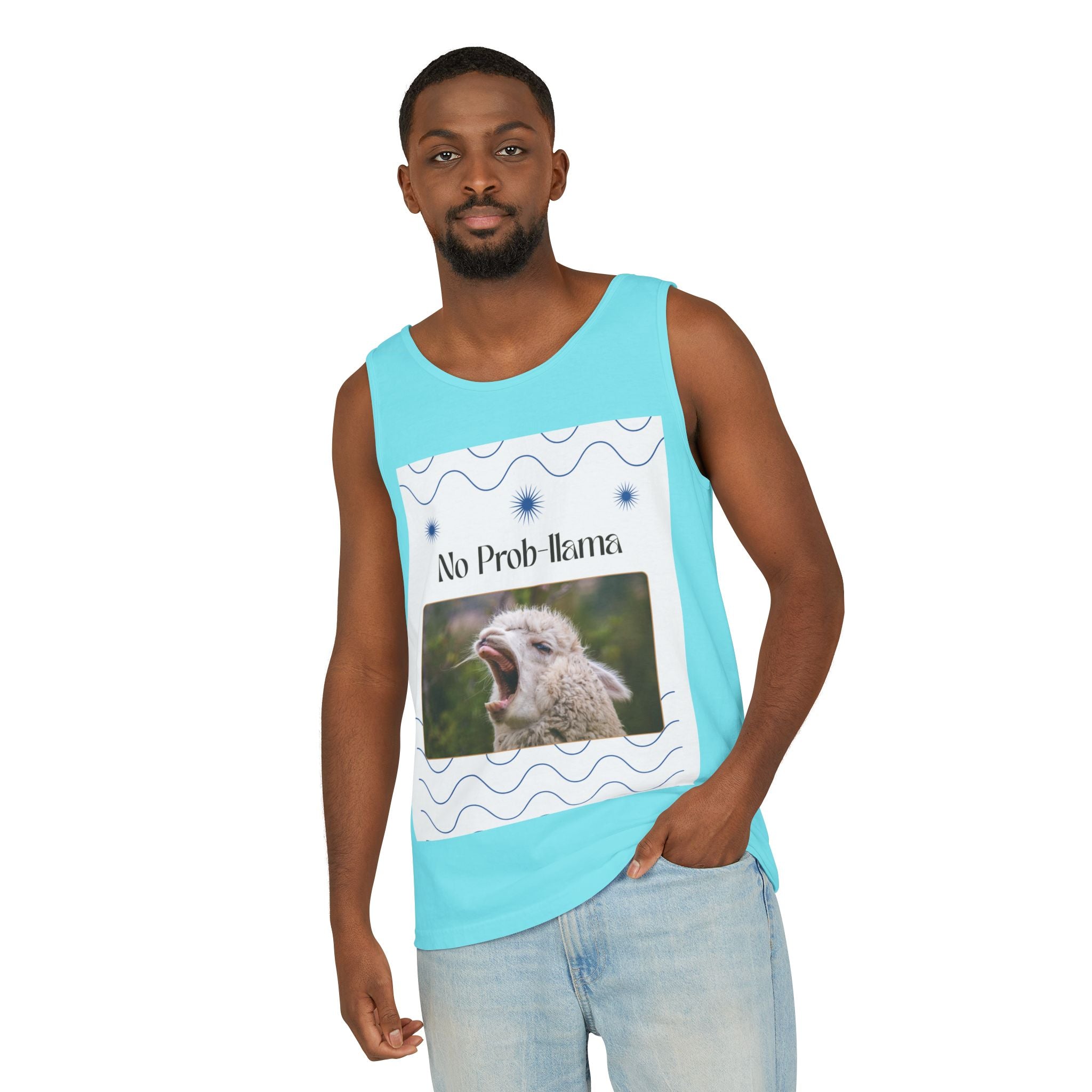 "No Prob-llama" Funny Tank Top – Cute Llama Graphic for Summer Vibes, Animal Lovers, Festivals & Chill Days