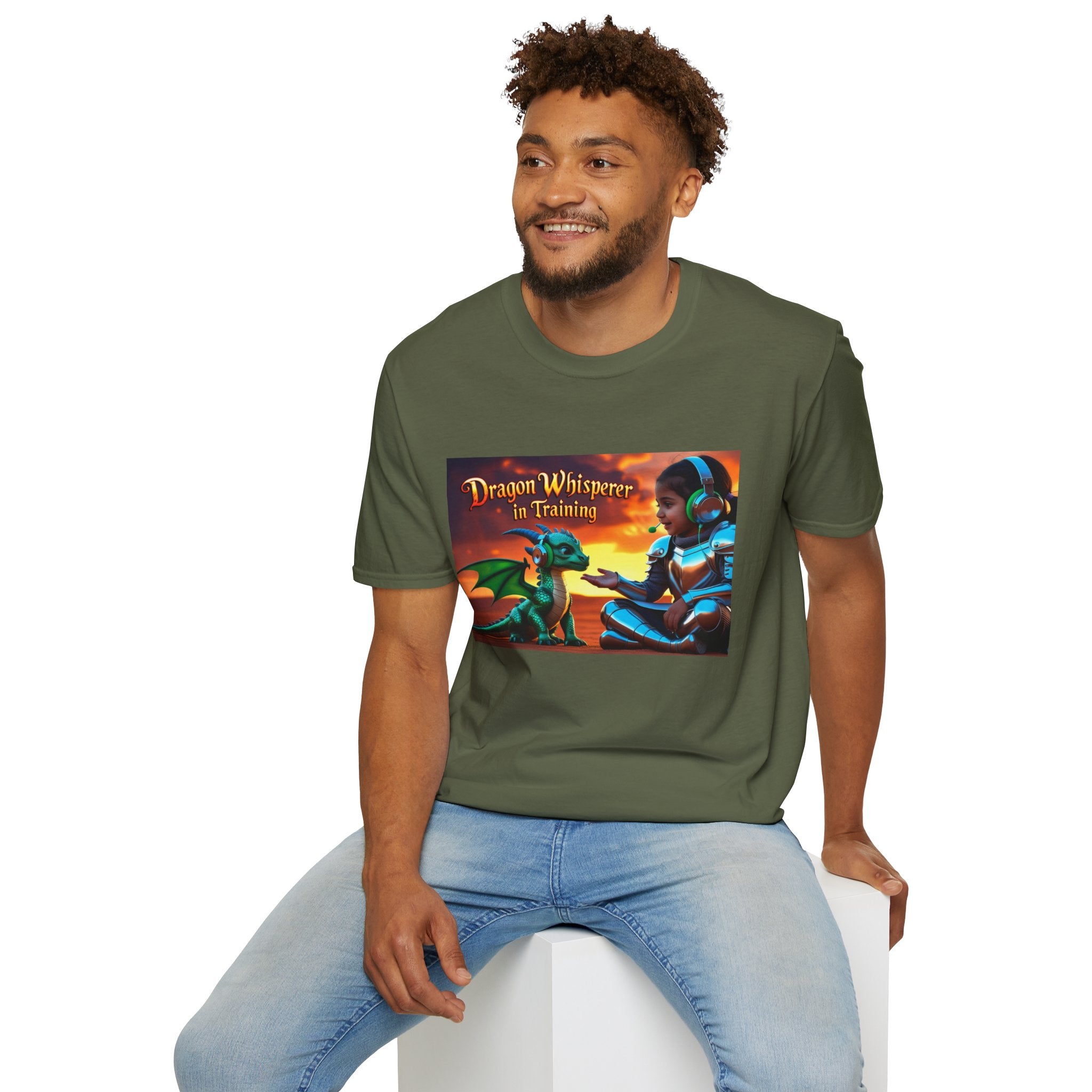 Funny Dragon Whisperer Unisex Softstyle T-Shirt | Fantasy Apparel, Gift for Dragon Lovers, Kids & Adults, Birthday Present, Magical Vibe