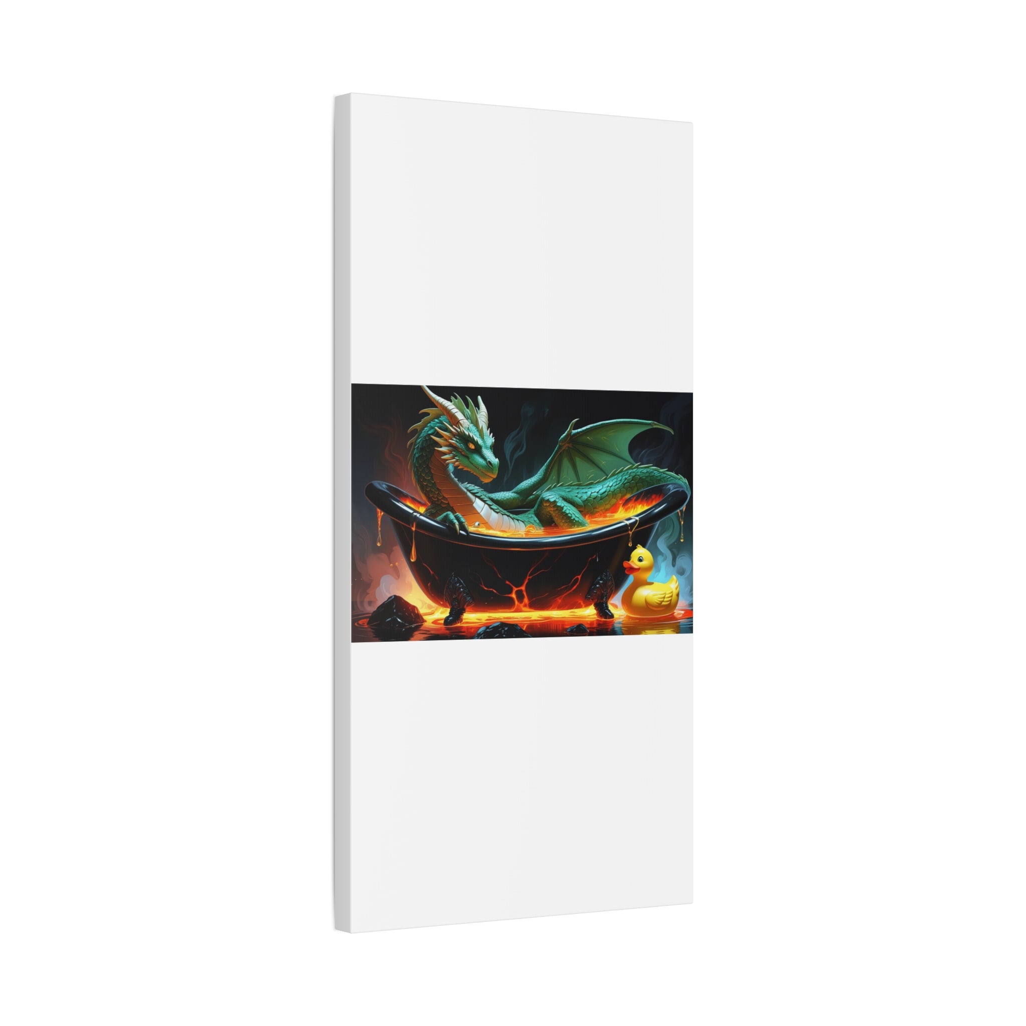Whimsical Dragon In A Tub  Canvas Wall Art, Fantasy Decor, Kids Room Decor, Unique Gifts for Dragon Lovers, Cute Bathroom Art, Magical Home Decor