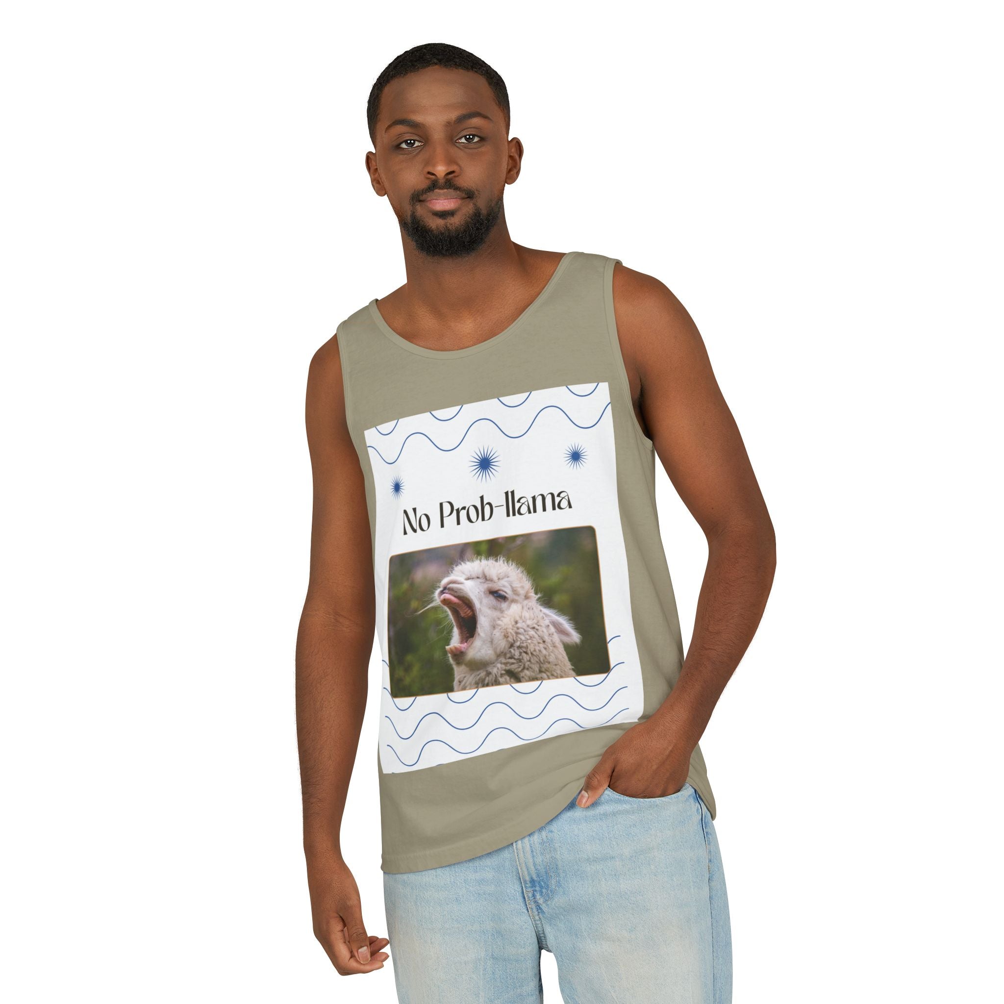 "No Prob-llama" Funny Tank Top – Cute Llama Graphic for Summer Vibes, Animal Lovers, Festivals & Chill Days