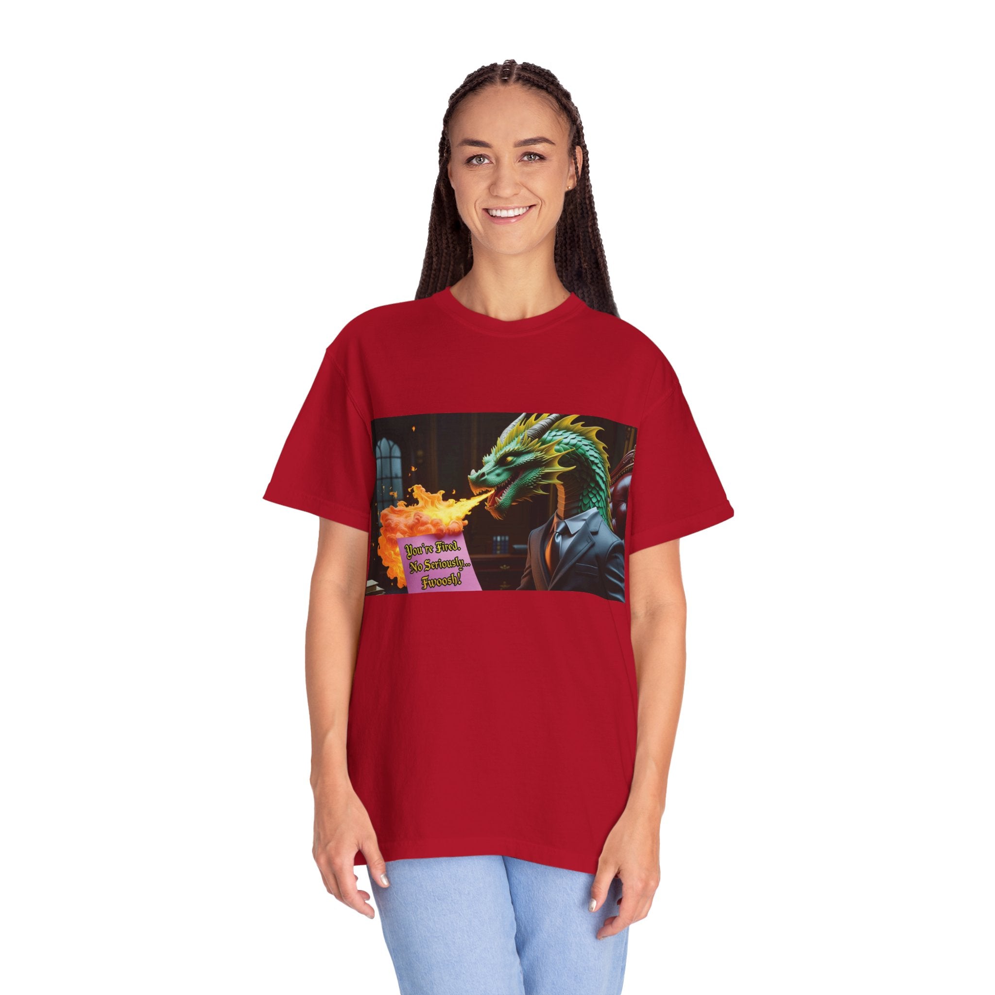 Dragon Fire  Unisex Garment-Dyed T-Shirt, Fun Graphic Tee, Unique Gift, Casual Wear, Fantasy Lover Apparel, Statement Shirt