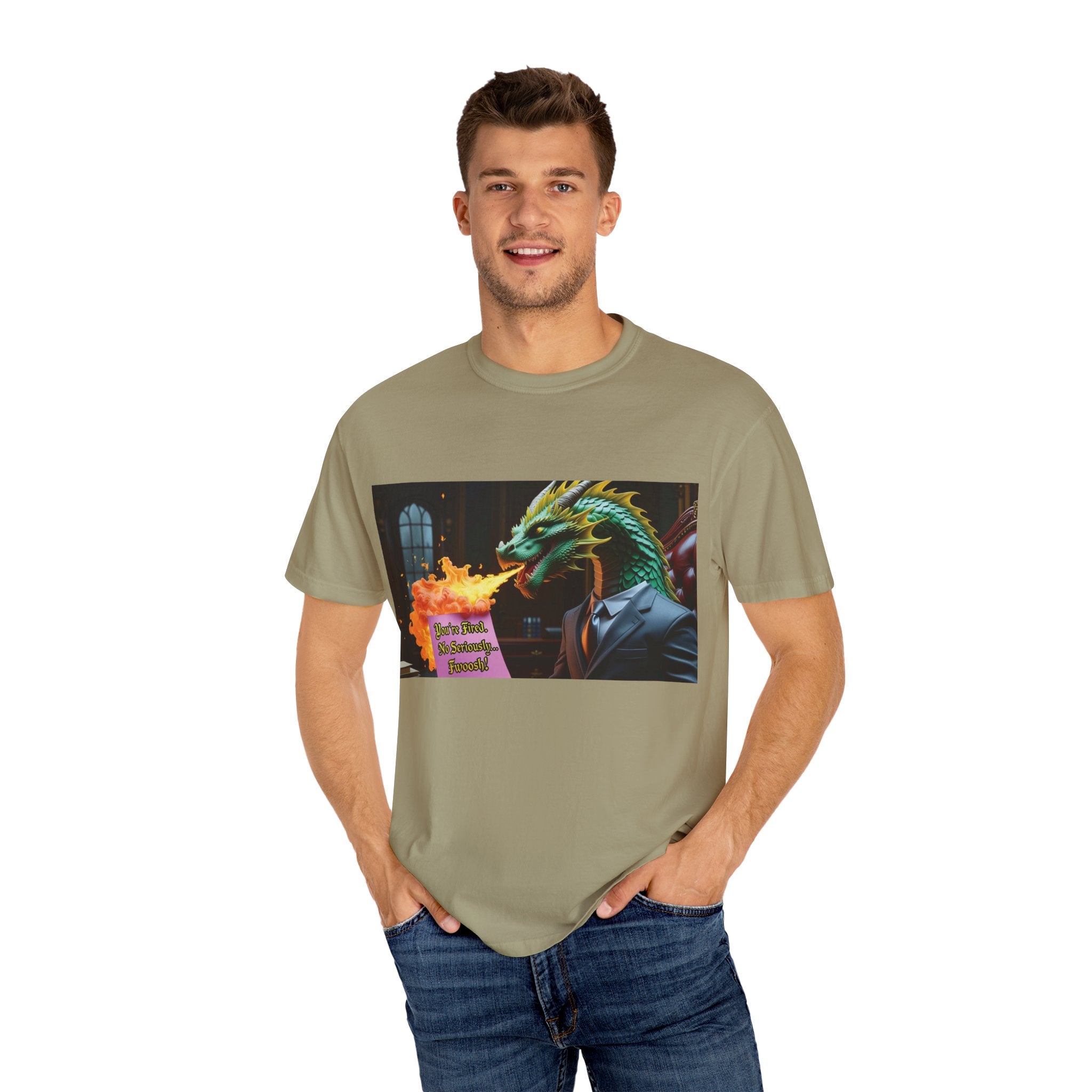 Dragon Fire  Unisex Garment-Dyed T-Shirt, Fun Graphic Tee, Unique Gift, Casual Wear, Fantasy Lover Apparel, Statement Shirt