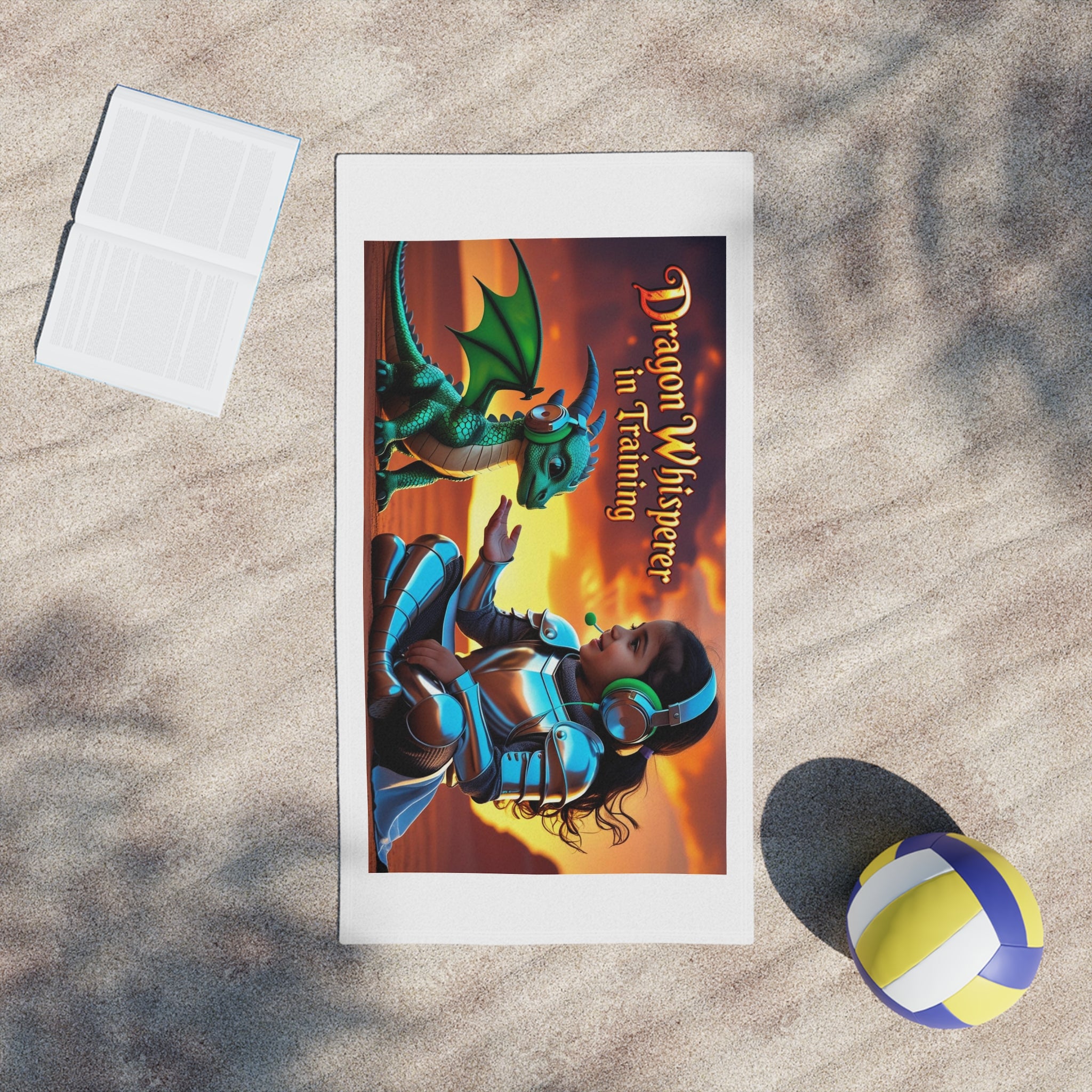 Funny Dragon Whisperer (Girl) Beach Towel - Fantasy Beach Towels, Kids Towels, Dragon Lovers Gift, Summer Essentials, Pool Day Must-Have