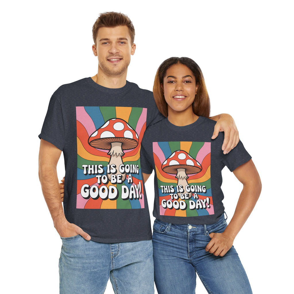 Fun Hippy Mushroom Cheerful Graphic Tee, Positive Vibes T-Shirt for Everyday Wear, Gift for Nature Lovers, Trendy Casual Wear, Eco-Friendly Fashion