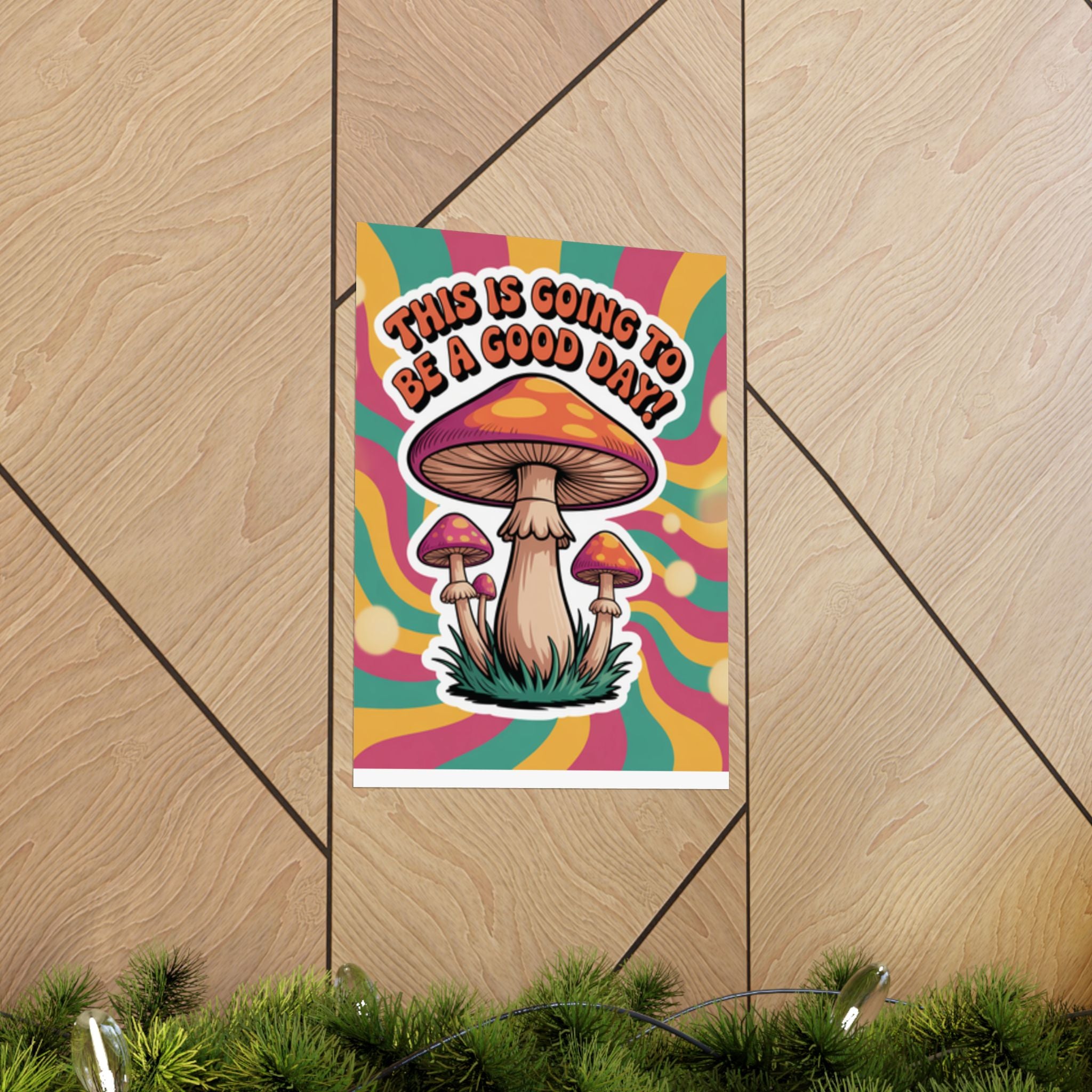 Colorful 70s Retro Mushroom Art Posters - Positive Wall Decor, Psychedelic Prints, Boho Home Decor, Gift for Friends, Inspirational Wall Art