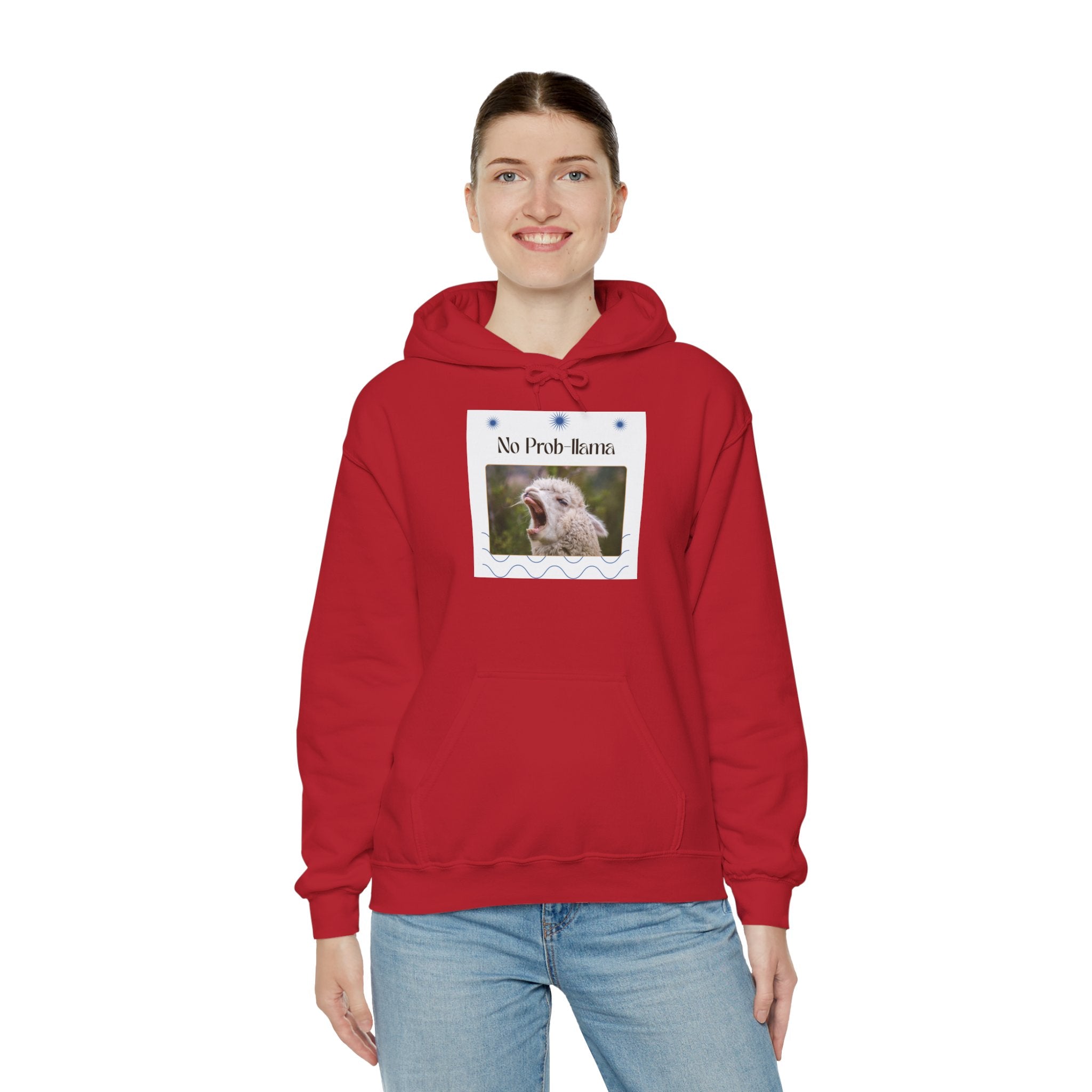 "No Prob-Llama" Unisex Hooded Sweatshirt with Fun Design, Cozy Apparel for Relaxed Days, Gifts for Friends, Casual Wear, Unique Gift Idea, Birthday Present
