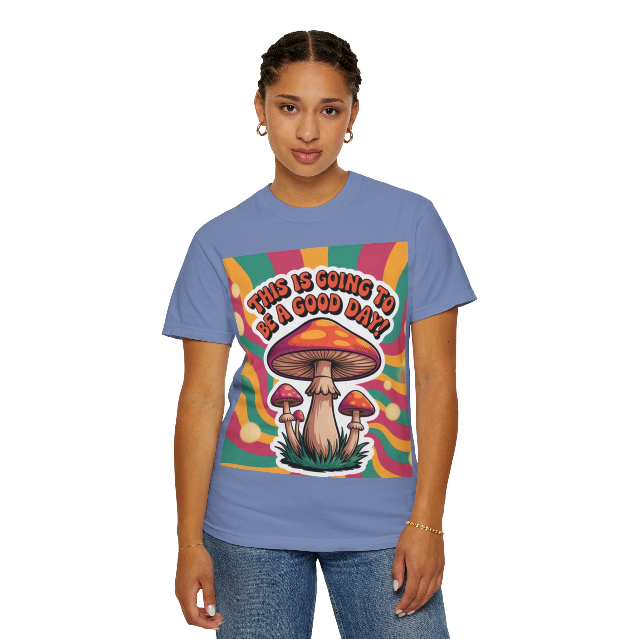 Positive Vibes T-shirt, Retro Mushroom Tee, Unisex Psychedelic Shirt, Gift for Friends, Casual Wear, Summer Essentials