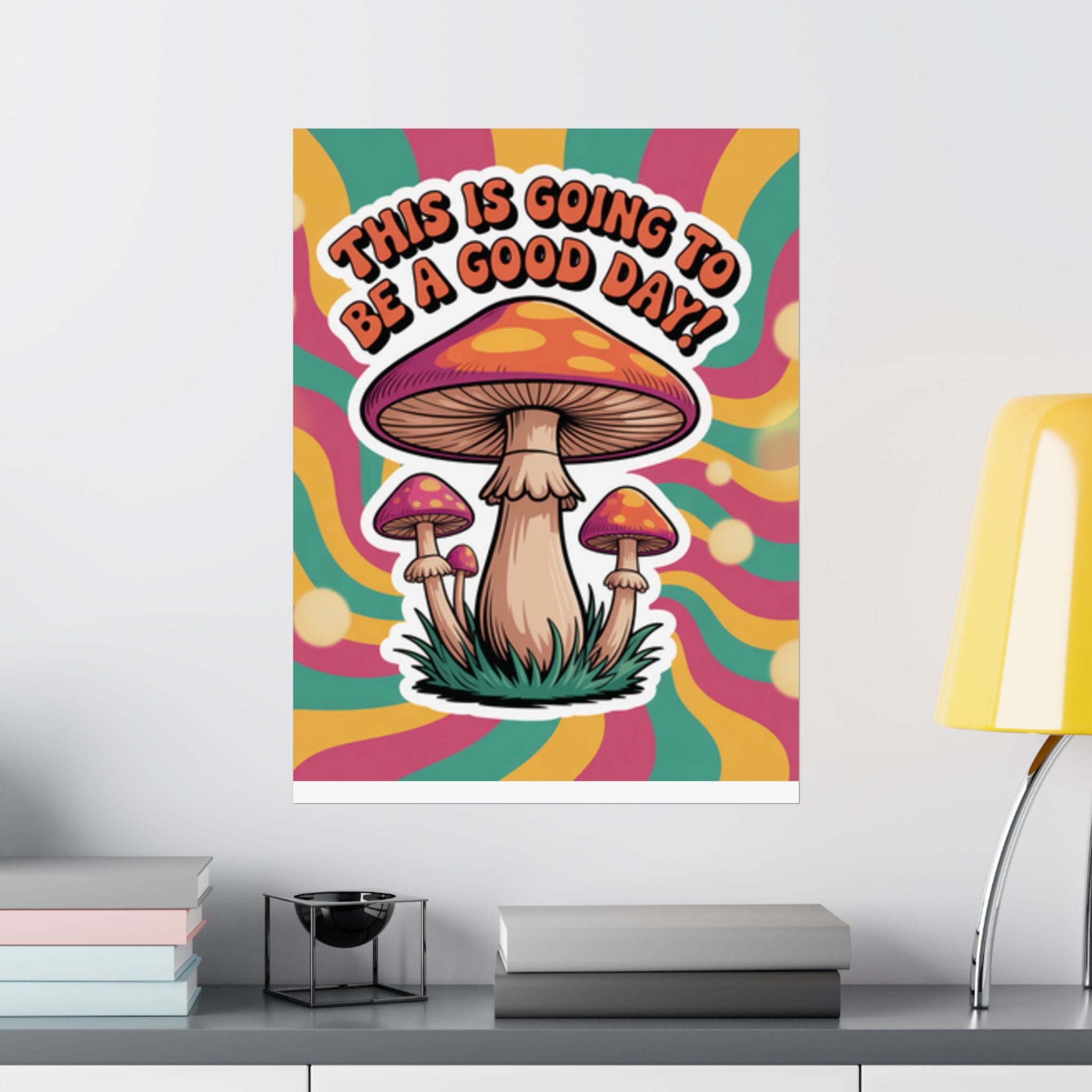 Colorful 70s Retro Mushroom Art Posters - Positive Wall Decor, Psychedelic Prints, Boho Home Decor, Gift for Friends, Inspirational Wall Art