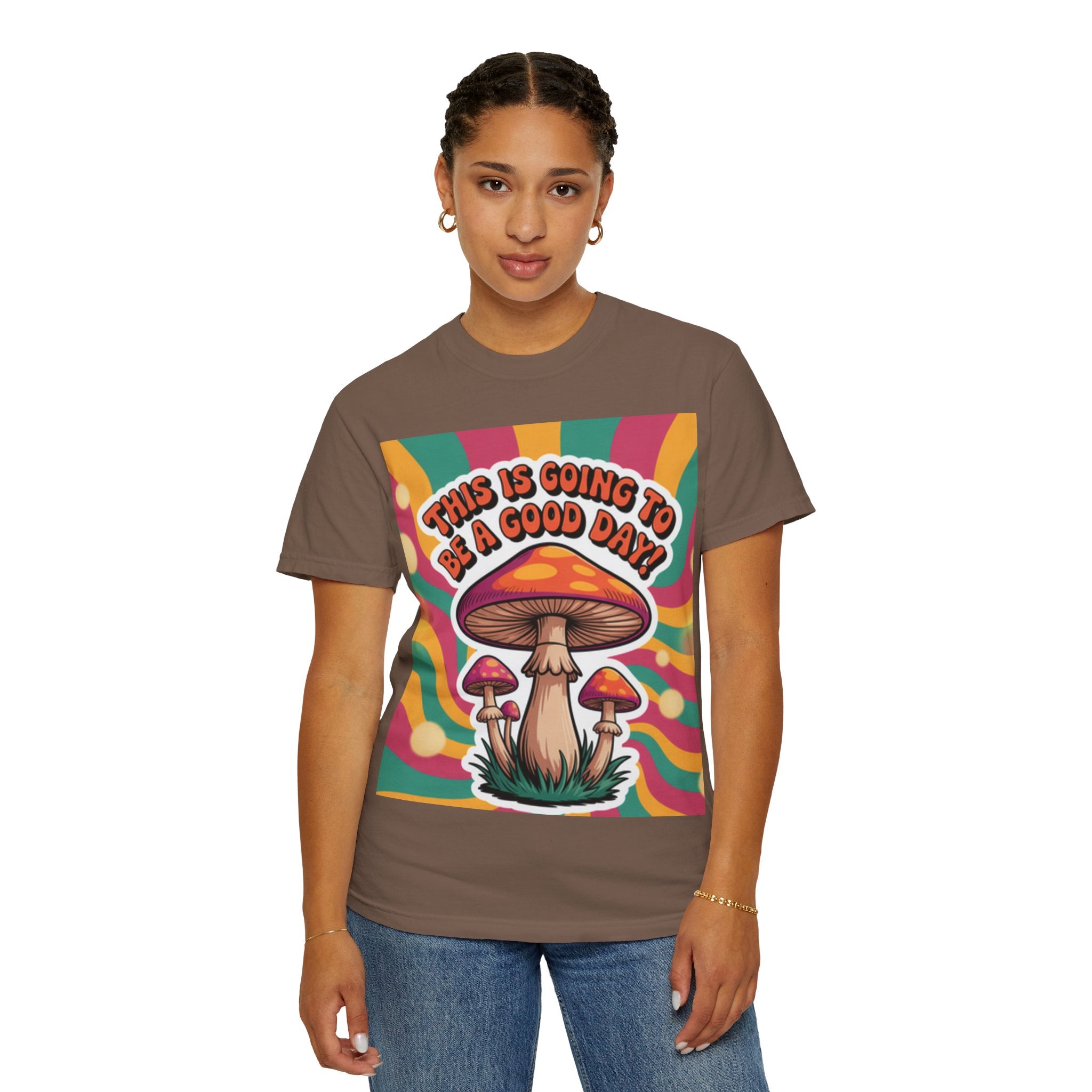 Positive Vibes T-shirt, Retro Mushroom Tee, Unisex Psychedelic Shirt, Gift for Friends, Casual Wear, Summer Essentials