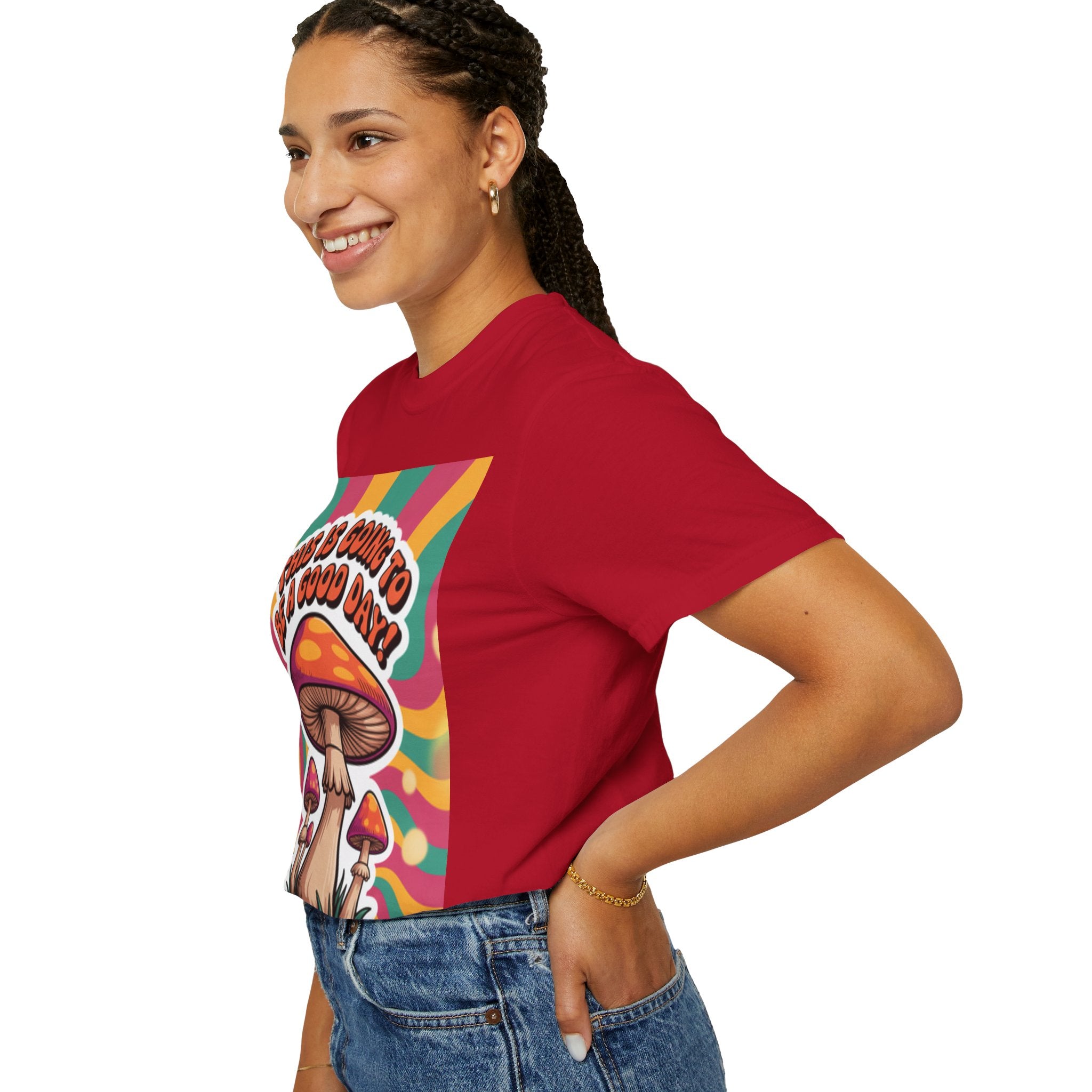 Positive Vibes T-shirt, Retro Mushroom Tee, Unisex Psychedelic Shirt, Gift for Friends, Casual Wear, Summer Essentials